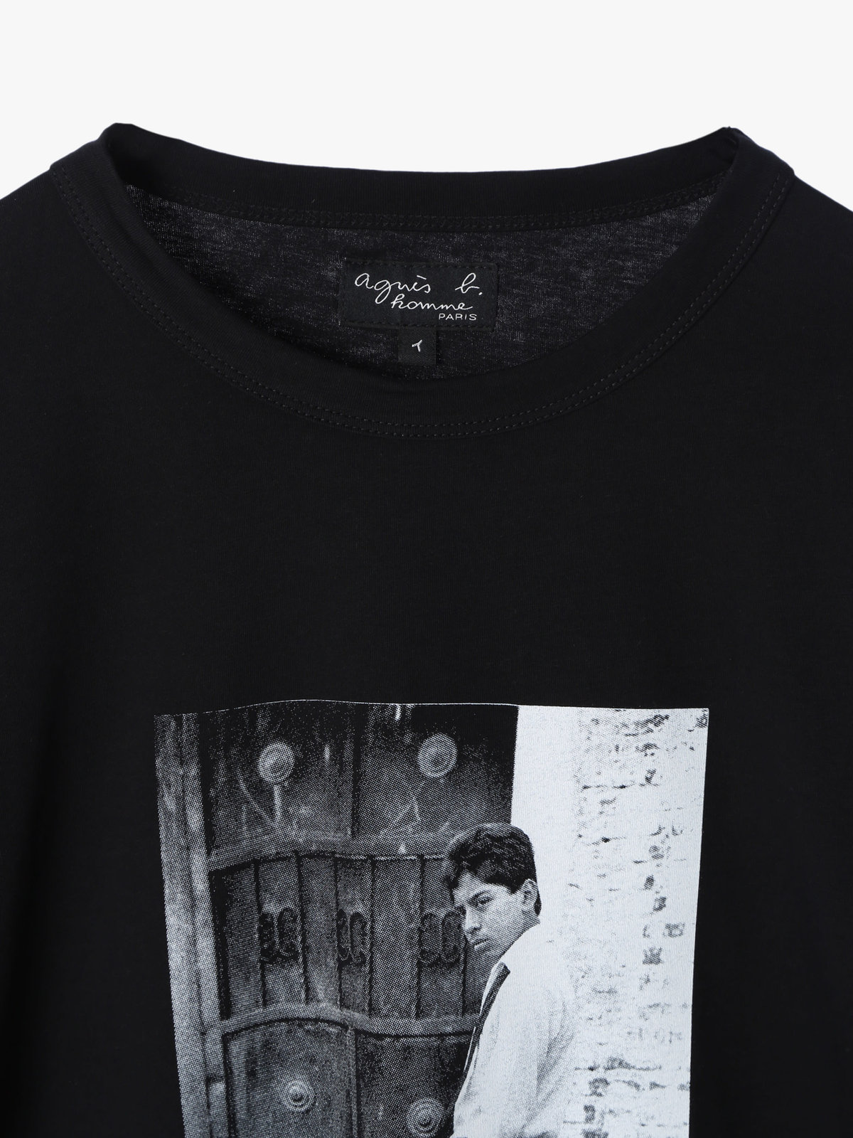 HOMME メンズ メンズ プリント コットン 半袖 アーティスト Tシャツ ”Mark Cohen” ブラック