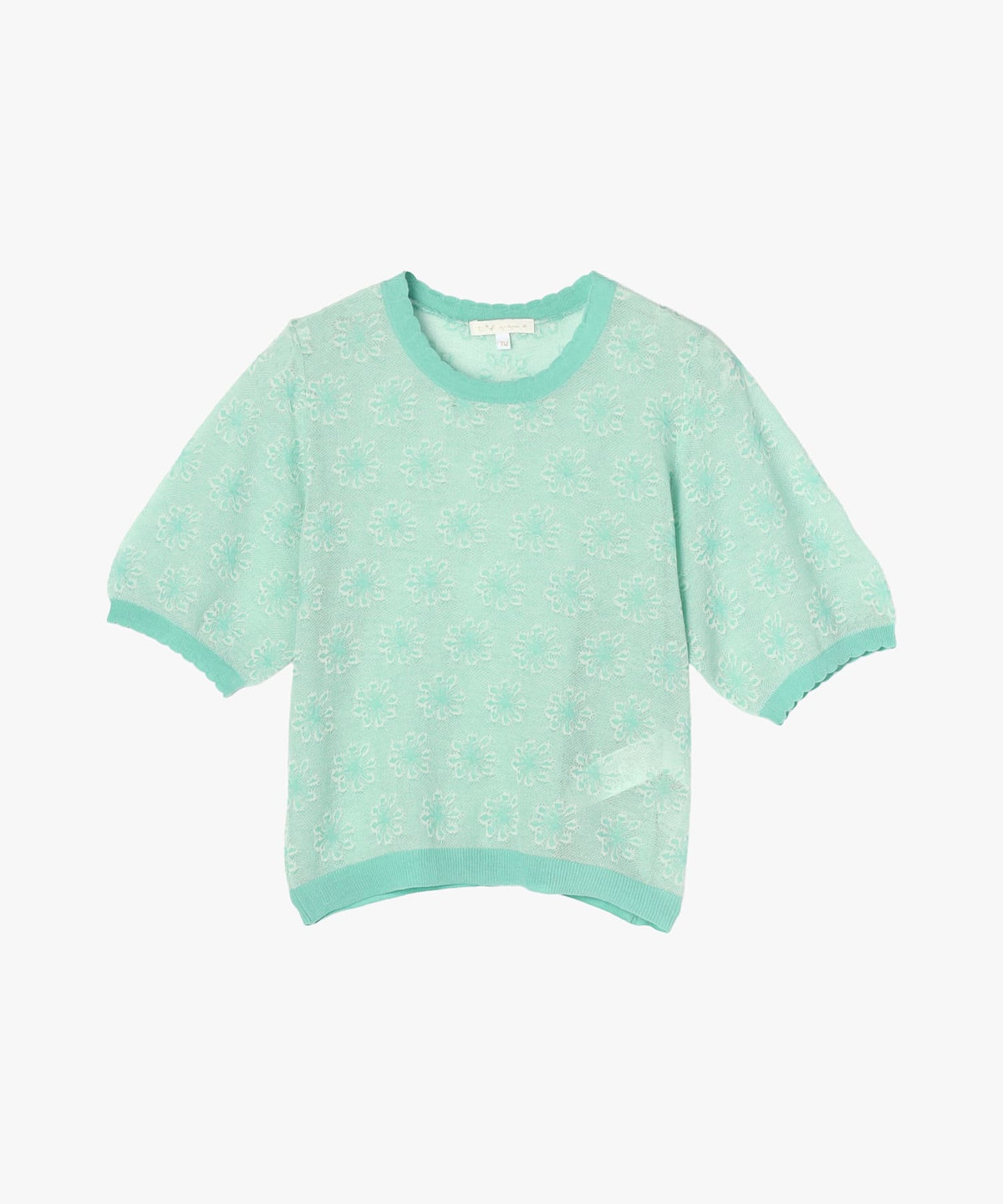 To b. by agnès b. シアー ジャカード 半袖 ニット プルオーバー グリーン系その他