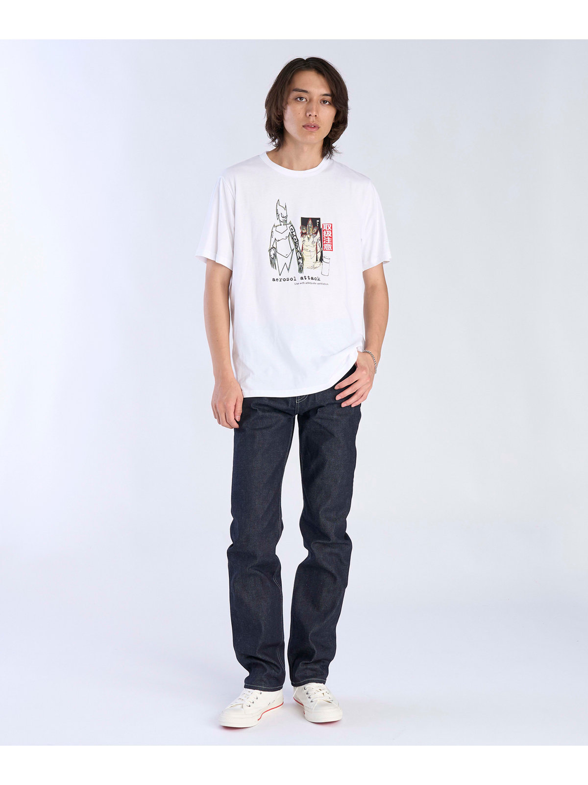 FEMME ウィメンズ プリント コットン 半袖 アーティスト Tシャツ ”Futura” ホワイト