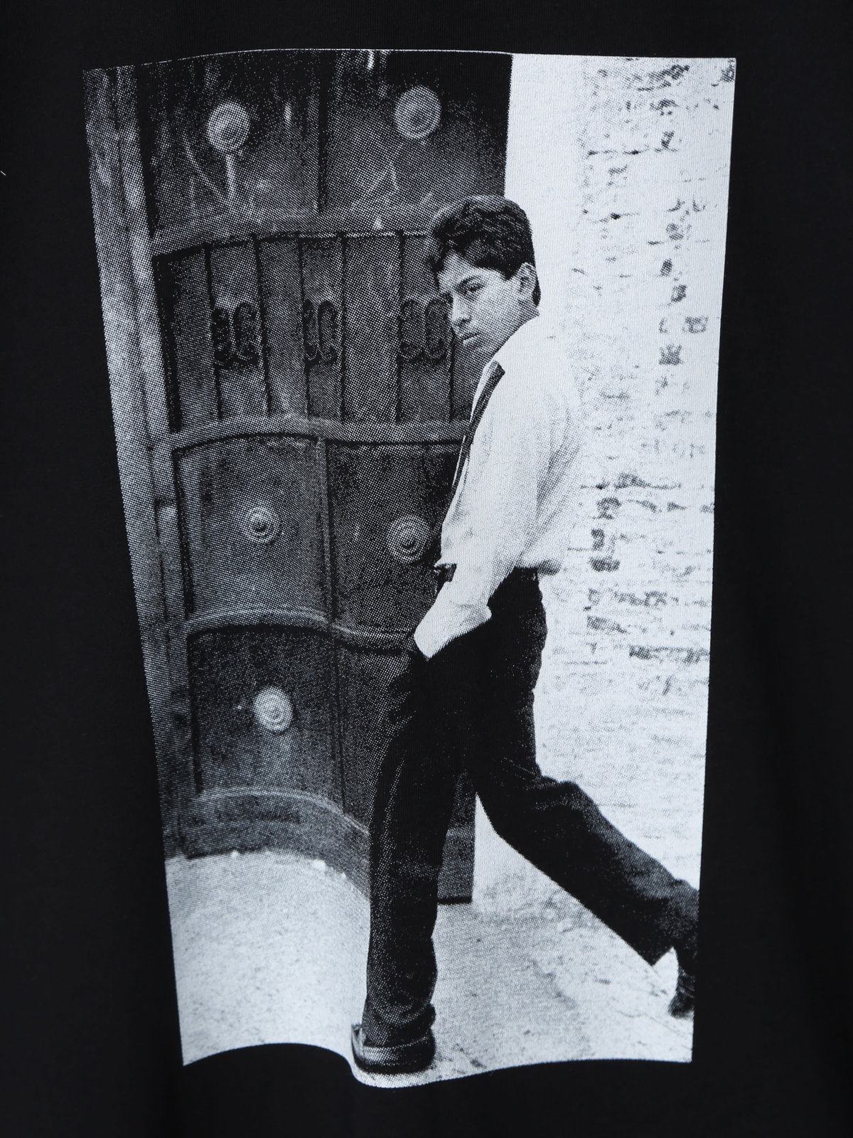 HOMME メンズ メンズ プリント コットン 半袖 アーティスト Tシャツ ”Mark Cohen” ブラック