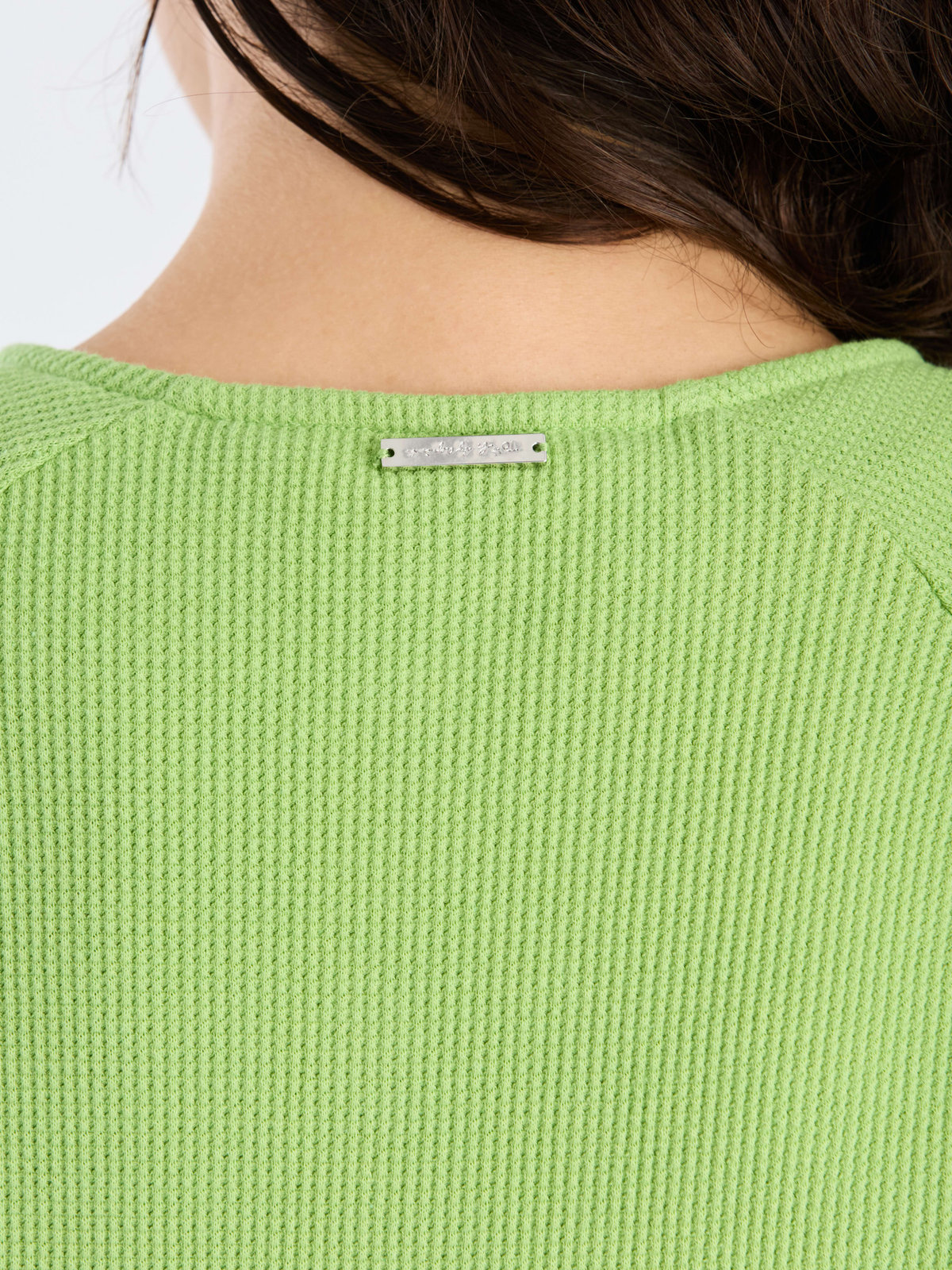 To b. by agnès b. 【Outlet】ワッフル コンパクト ロングスリーブ カーディガン グリーン