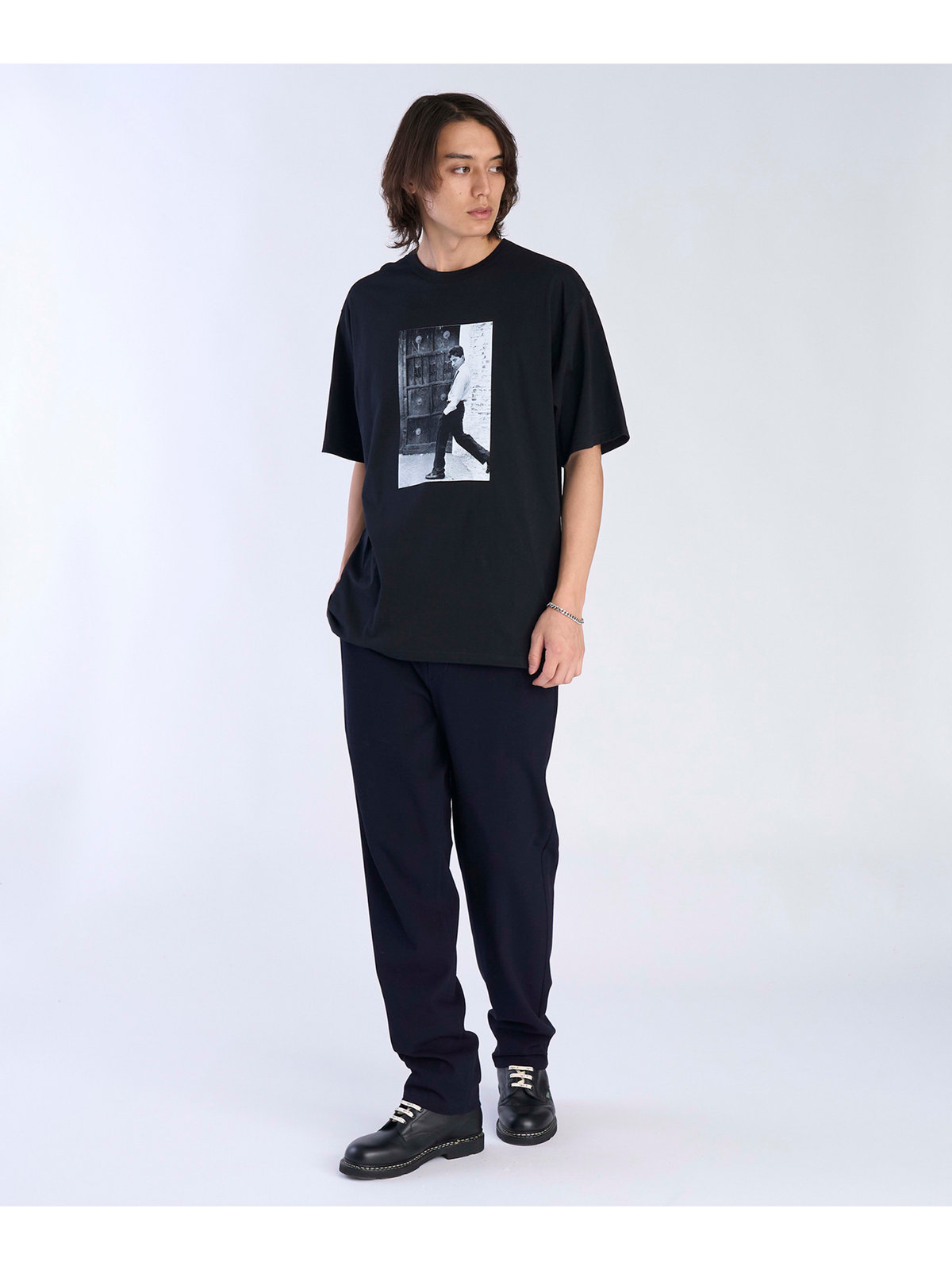 HOMME メンズ メンズ プリント コットン 半袖 アーティスト Tシャツ ”Mark Cohen” ブラック