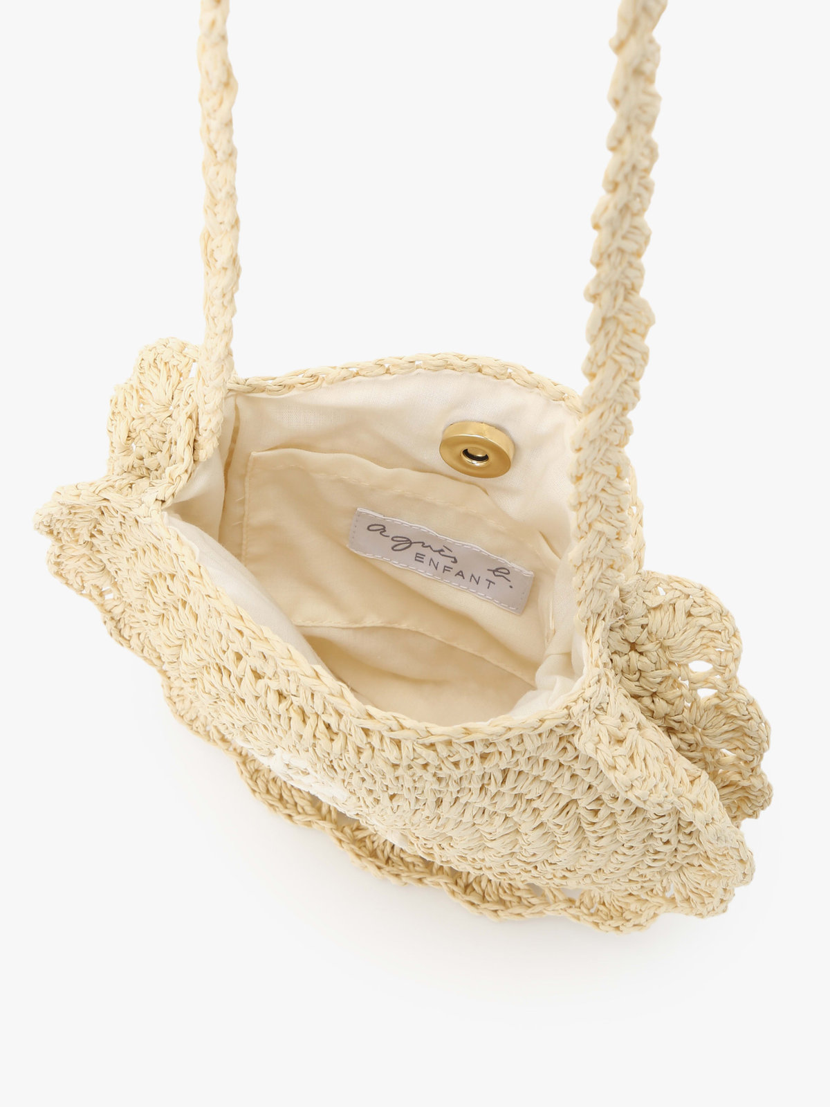 ENFANT ユニセックス キッズ ”b.” ロゴ 刺繍 サークル ショルダーバッグ オフホワイト