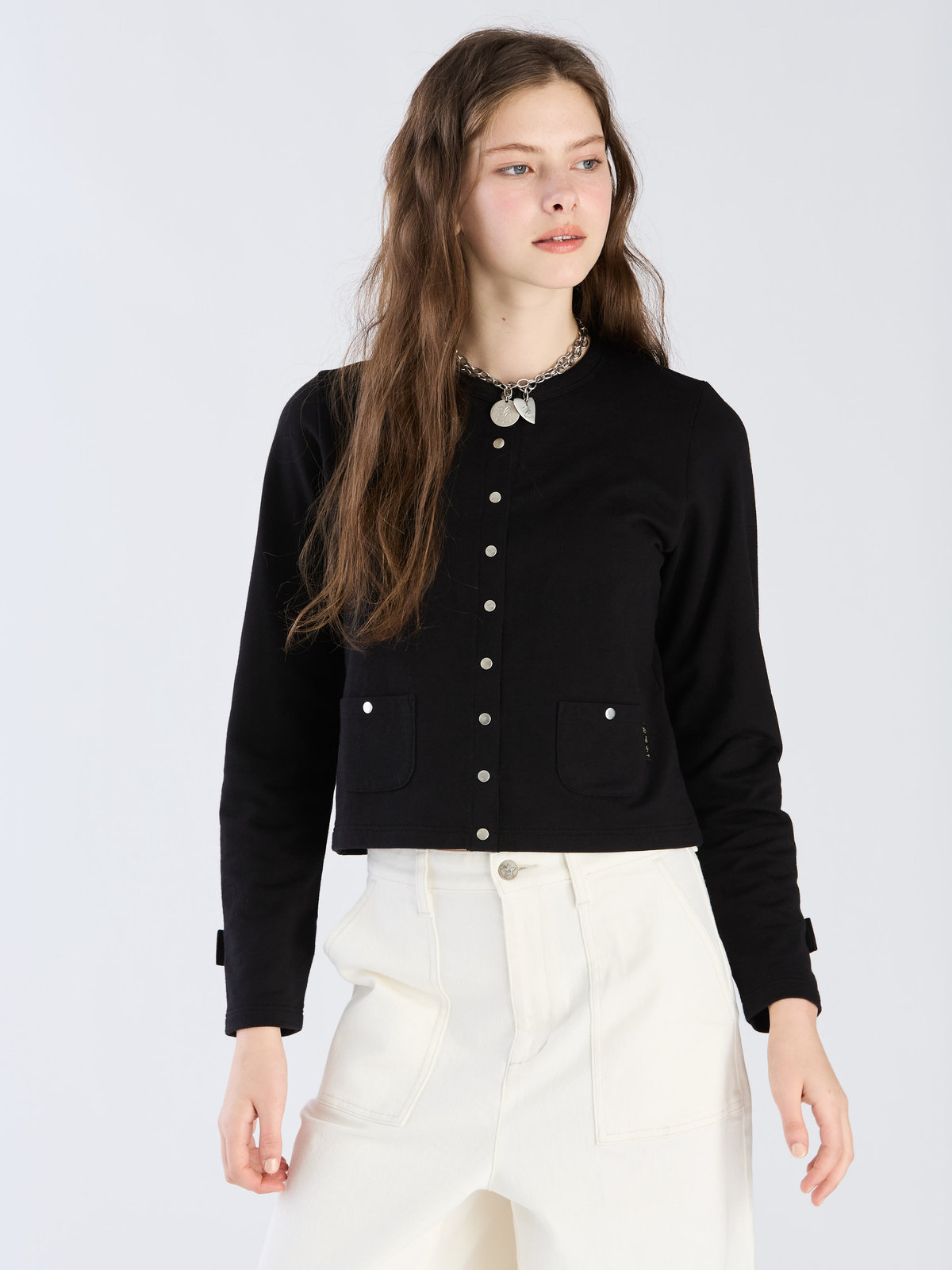 To b. by agnès b. 【Outlet】To b. by agnes b.× green label relaxing オーガニックコットン トラディショナルカーディガン ブラック