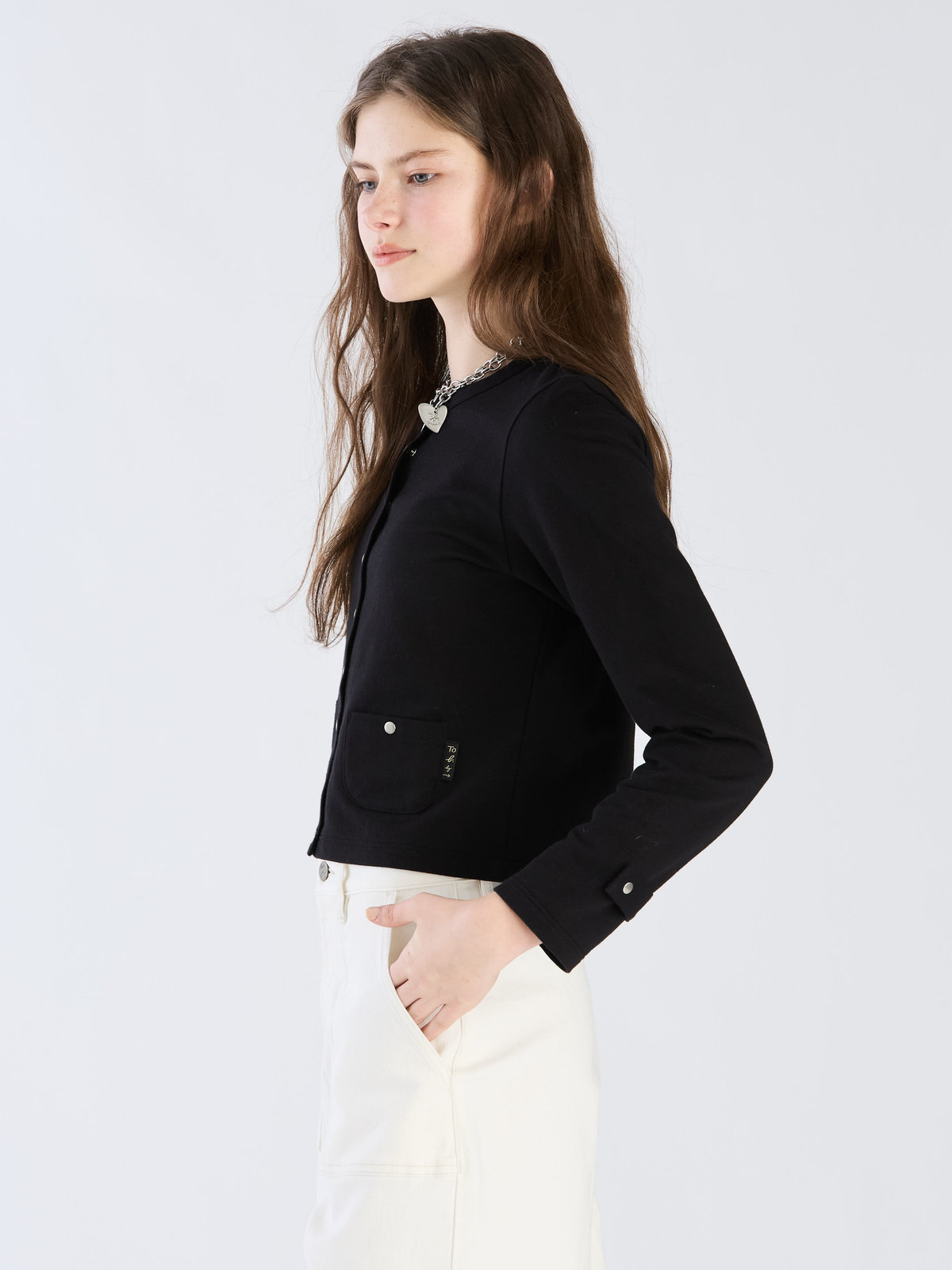 To b. by agnès b. 【Outlet】To b. by agnes b.× green label relaxing オーガニックコットン トラディショナルカーディガン ブラック