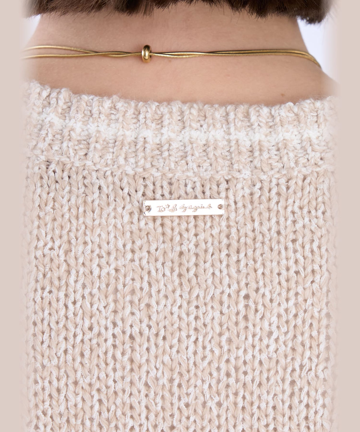 To b. by agnès b. スター 刺繍 ミックス ヤーン ニット ベスト ベージュ