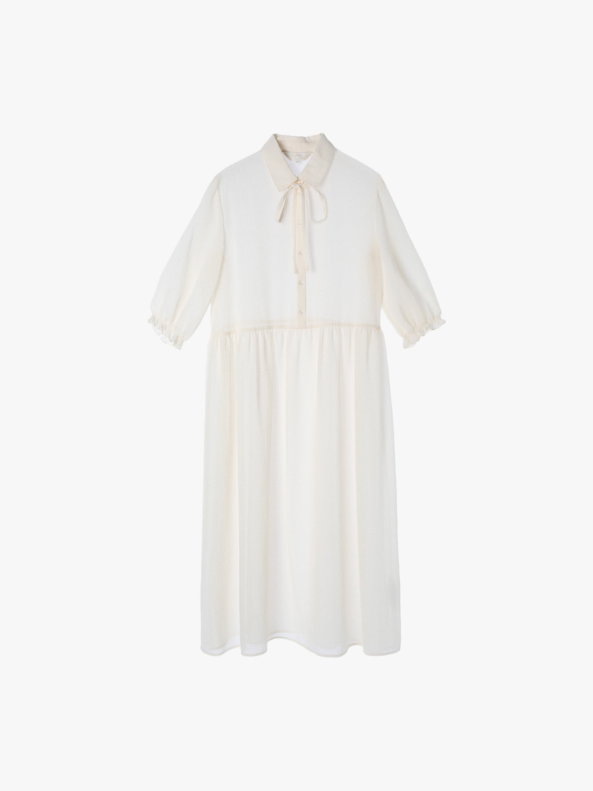 To b. by agnès b. 【Outlet】シアサッカーワンピース ホワイト