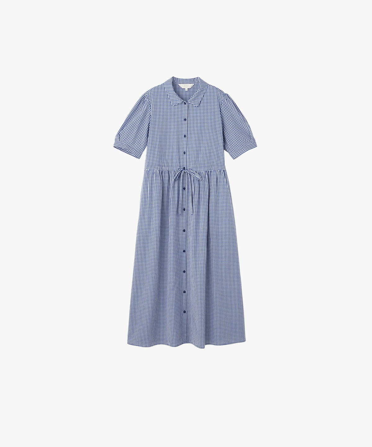 To b. by agnès b. ギンガムチェック コットン 半袖 ワンピース ブルー
