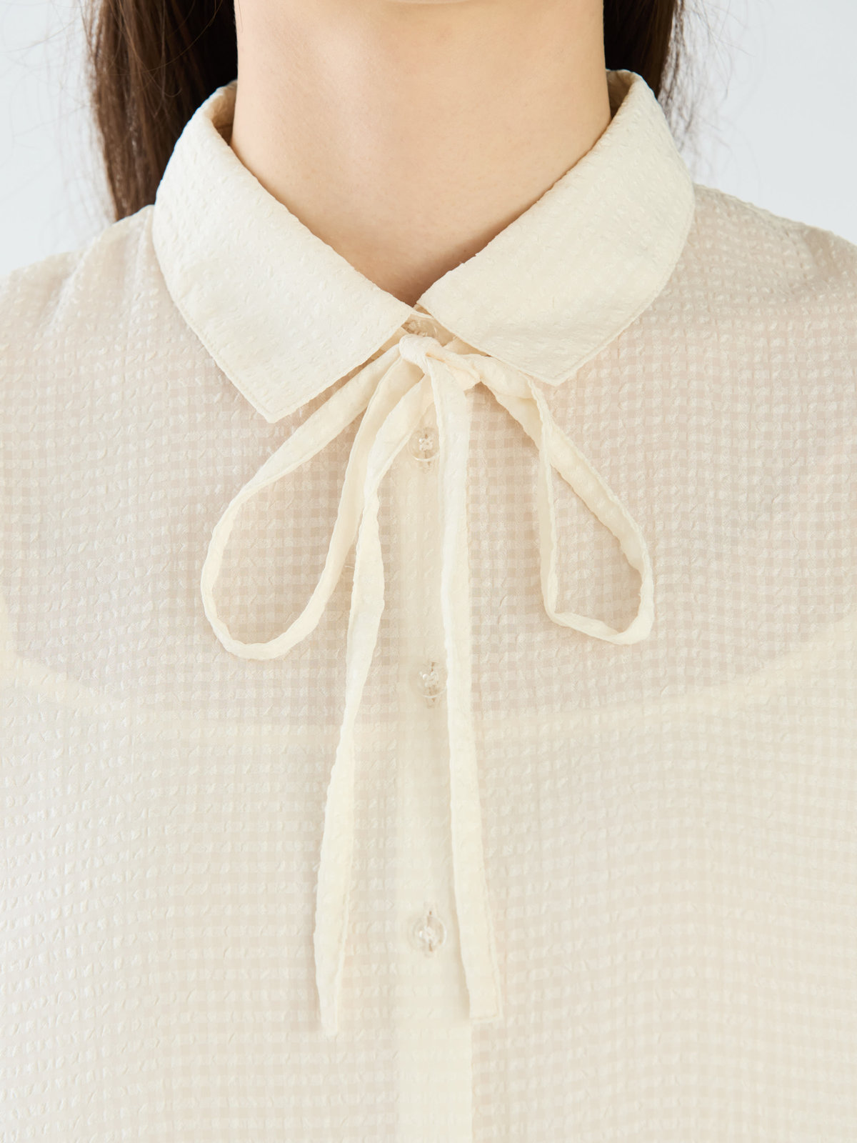 To b. by agnès b. 【Outlet】シアサッカーワンピース ホワイト