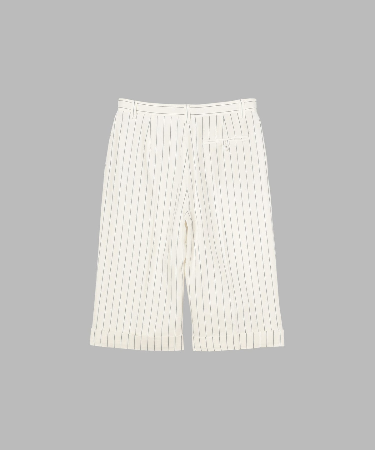 FEMME ウィメンズ ストライプ コットン リネン バミューダ パンツ "Ameline" アイボリー