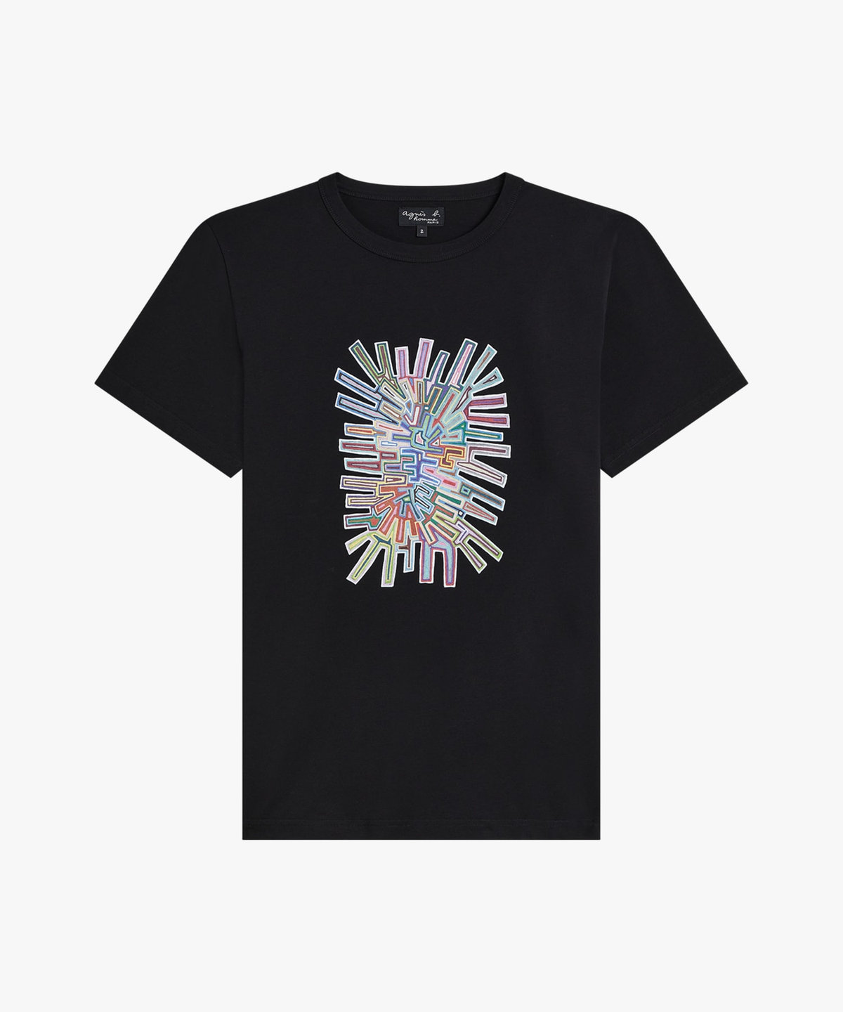 HOMME メンズ メンズ プリント コットン 半袖 アーティスト Tシャツ "Mel Bernstine" ブラック