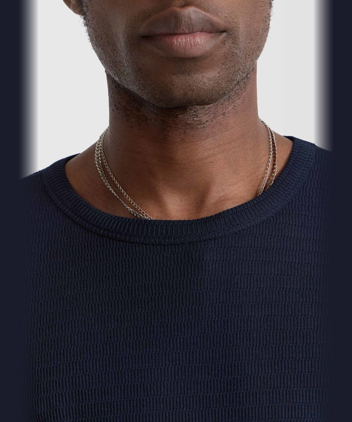 HOMME メンズ メンズ 透かし編み コットンジャージー 半袖 Tシャツ "Mark" ブルー系その他