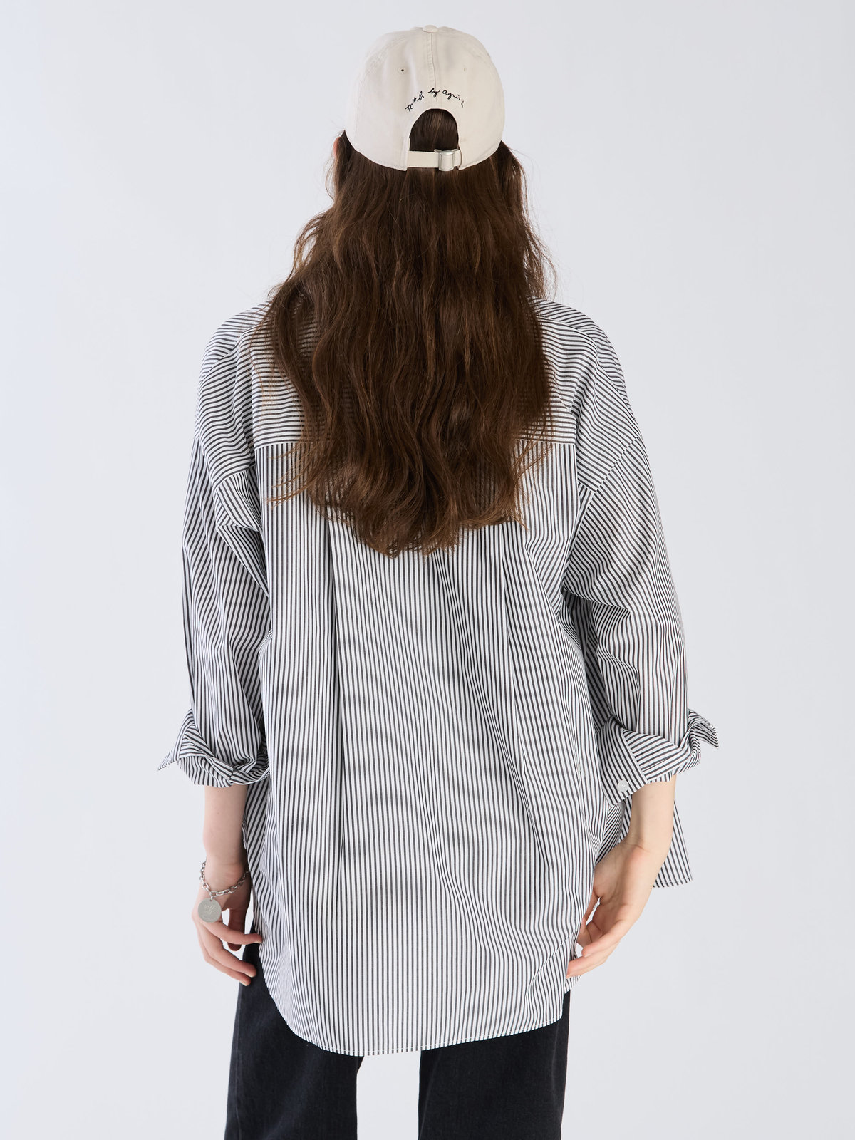 To b. by agnès b. 【Outlet】To b. by agnes b.× green label relaxing コットン 刺繍 ストライプ シャツ "b. cool!!" ホワイト