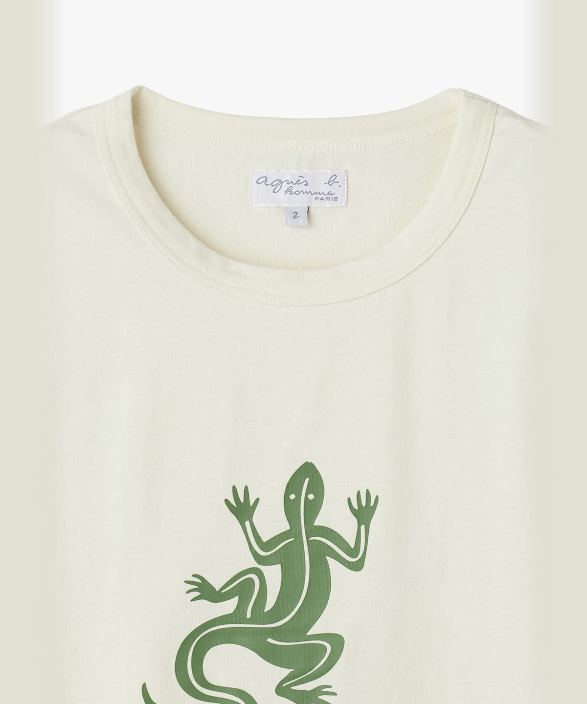 HOMME メンズ メンズ アイコニック コットン 半袖 Tシャツ "Lezard" ホワイト系その他