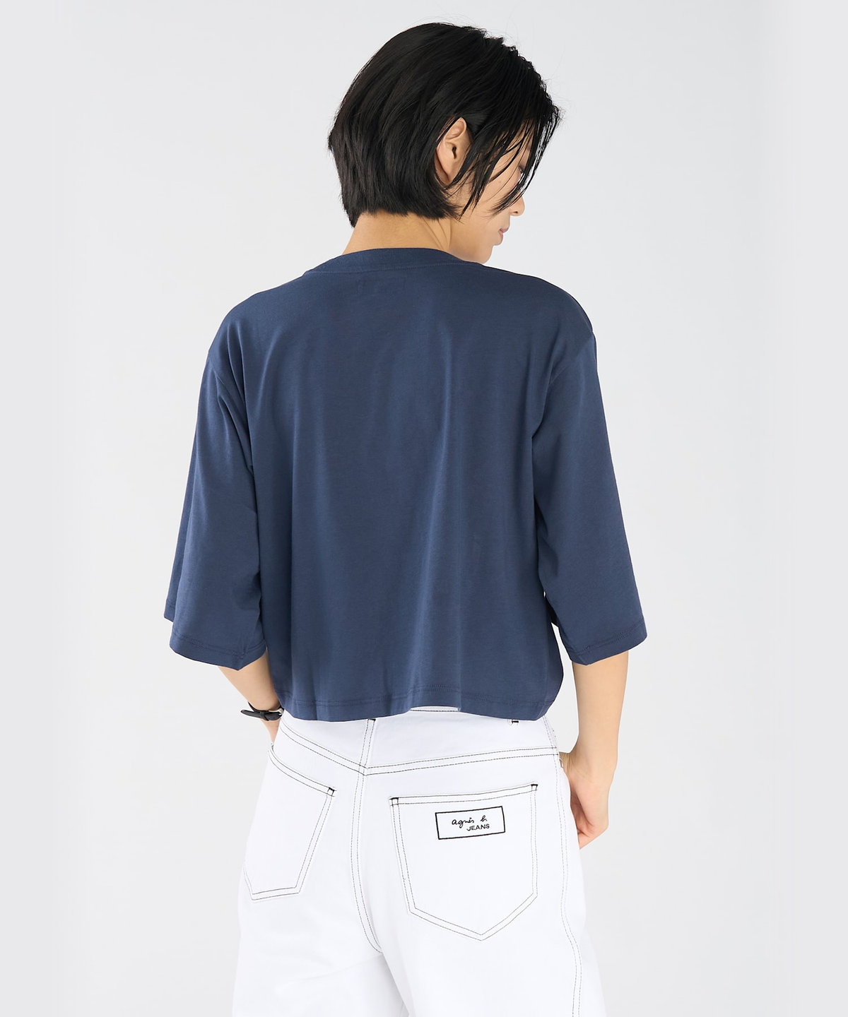 FEMME ウィメンズ ロゴ コットン 5分袖 Tシャツ "Yoko" ブルー系その他