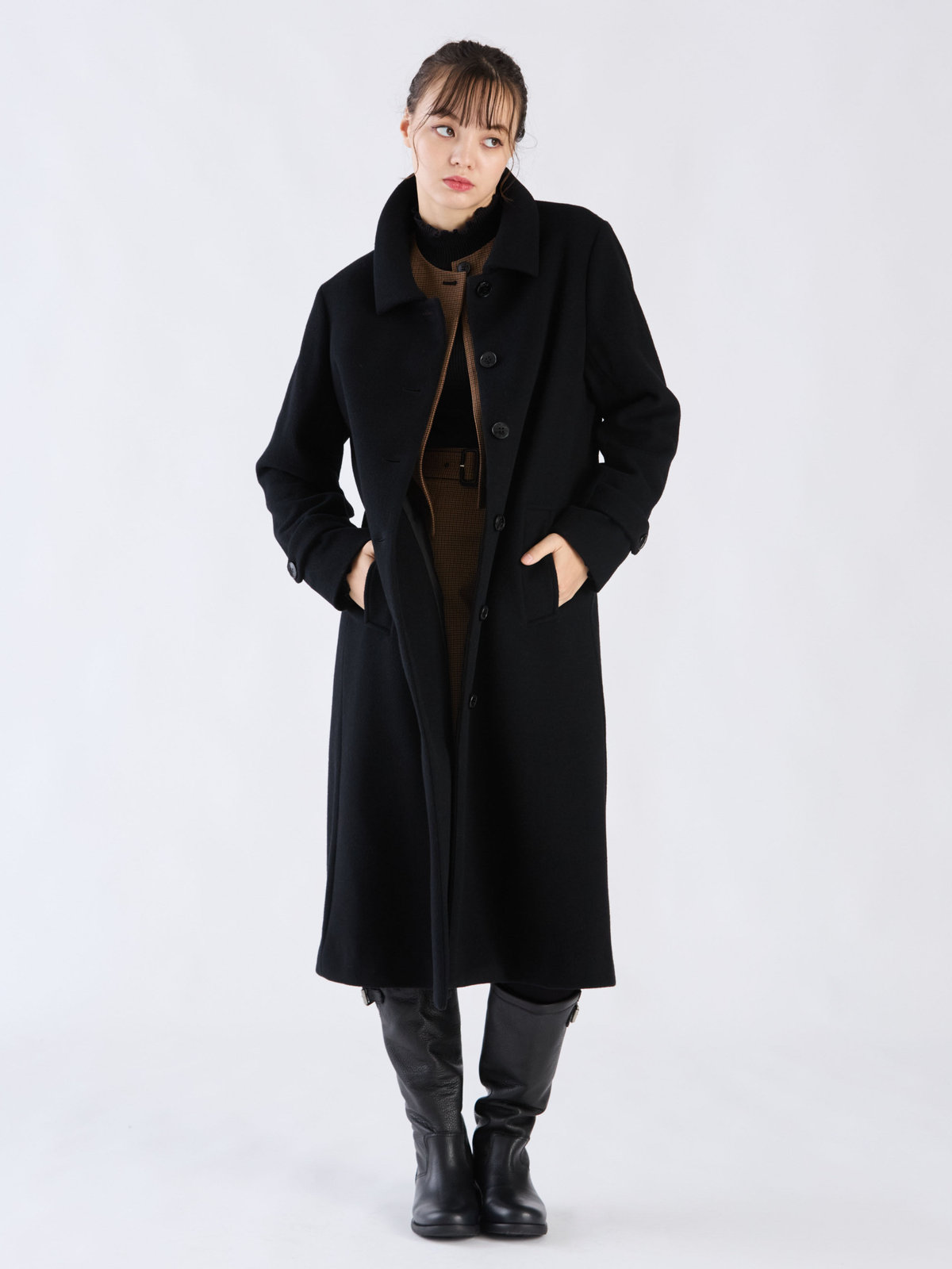 To b. by agnès b. 【Outlet】ウール ロングコート ブラック