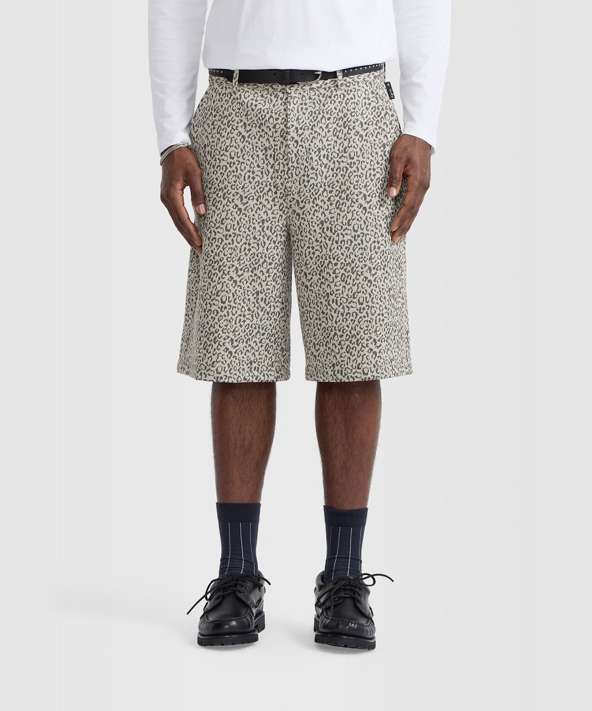 HOMME メンズ メンズ レオパード ジャカード バミューダ パンツ "Danel" ベージュ