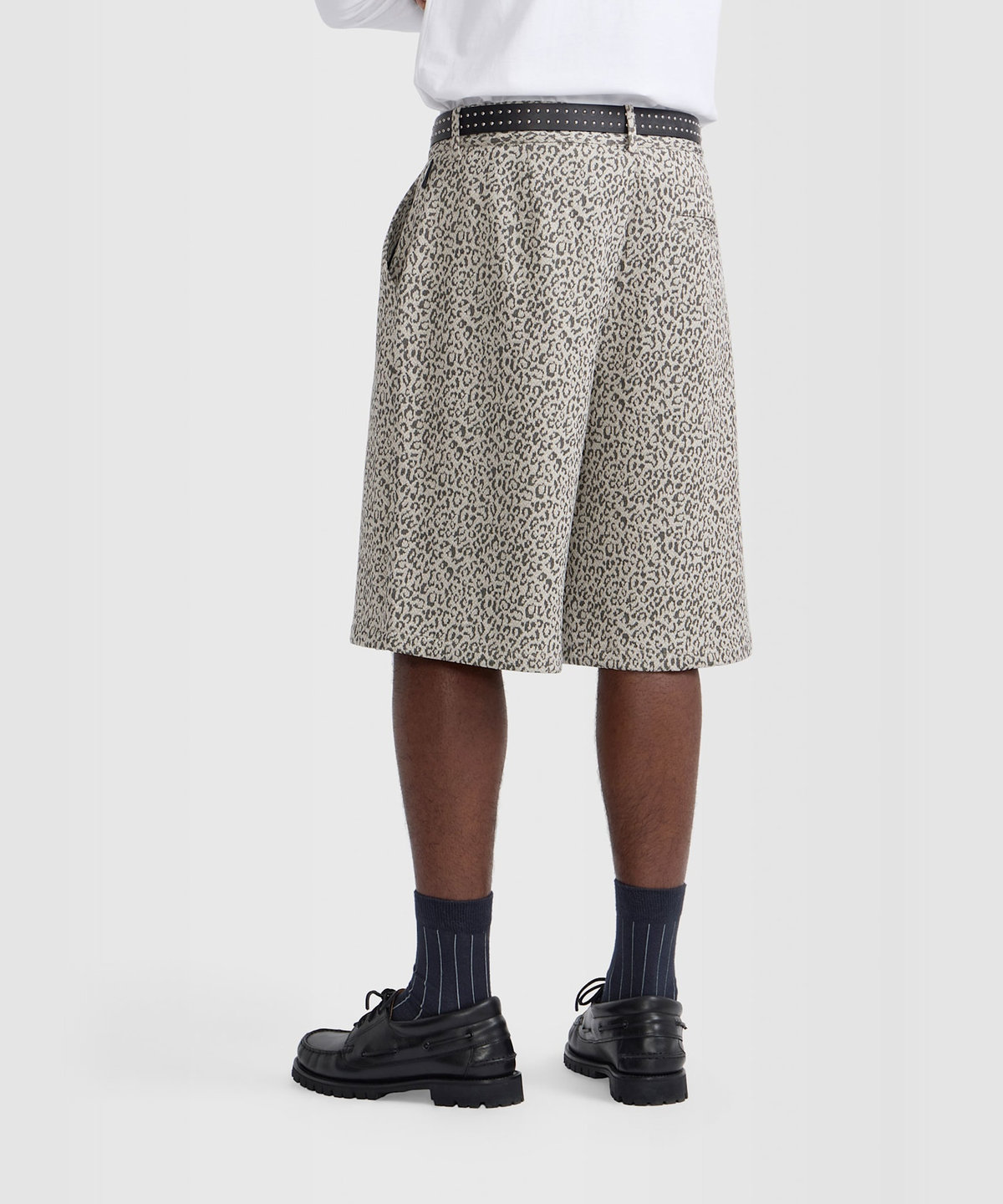 HOMME メンズ メンズ レオパード ジャカード バミューダ パンツ "Danel" ベージュ