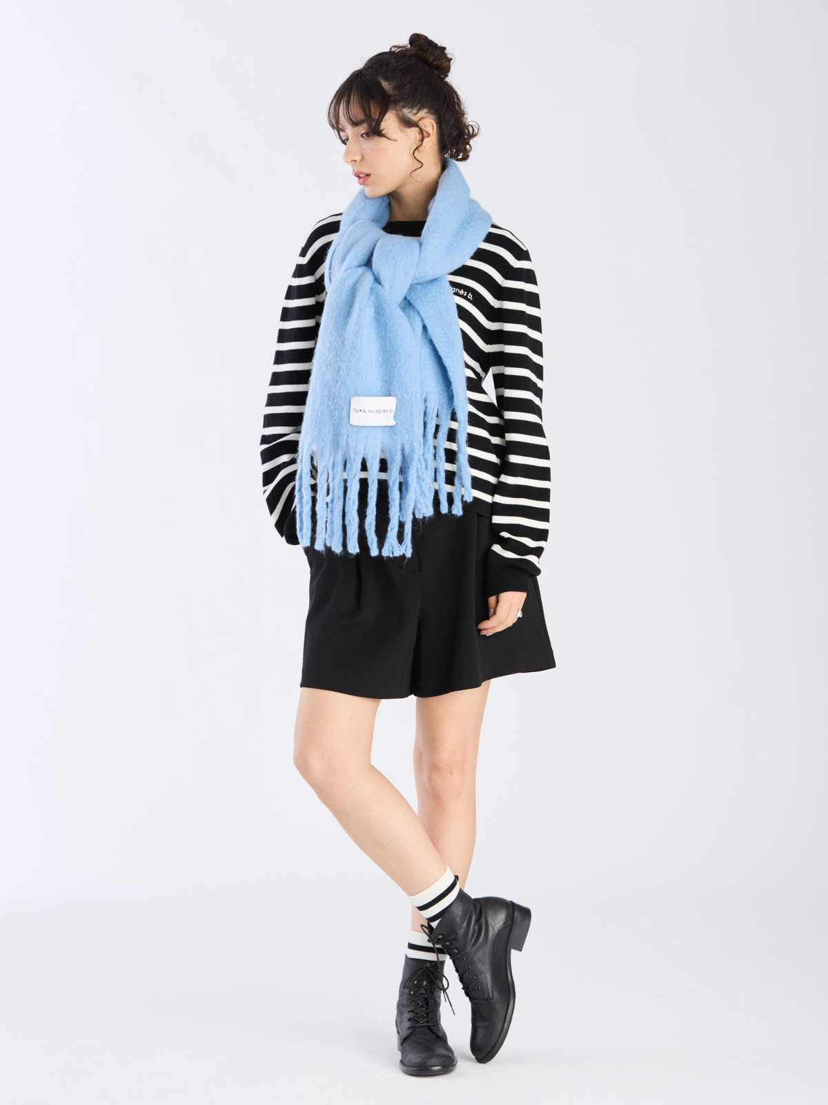 To b. by agnès b. カラー マフラー ブルー