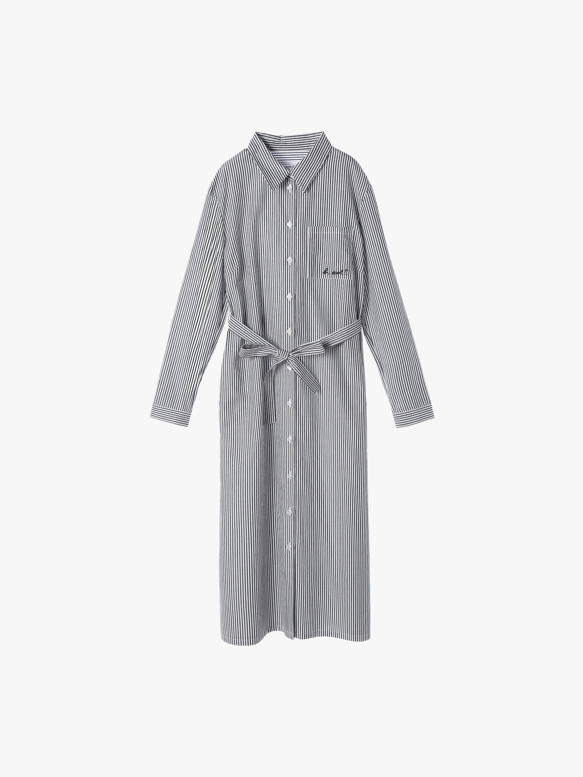 To b. by agnès b. 【Outlet】To b. by agnes b.× green label relaxing コットン 刺繍 ストライプ シャツドレス "b. cool!!" ホワイト