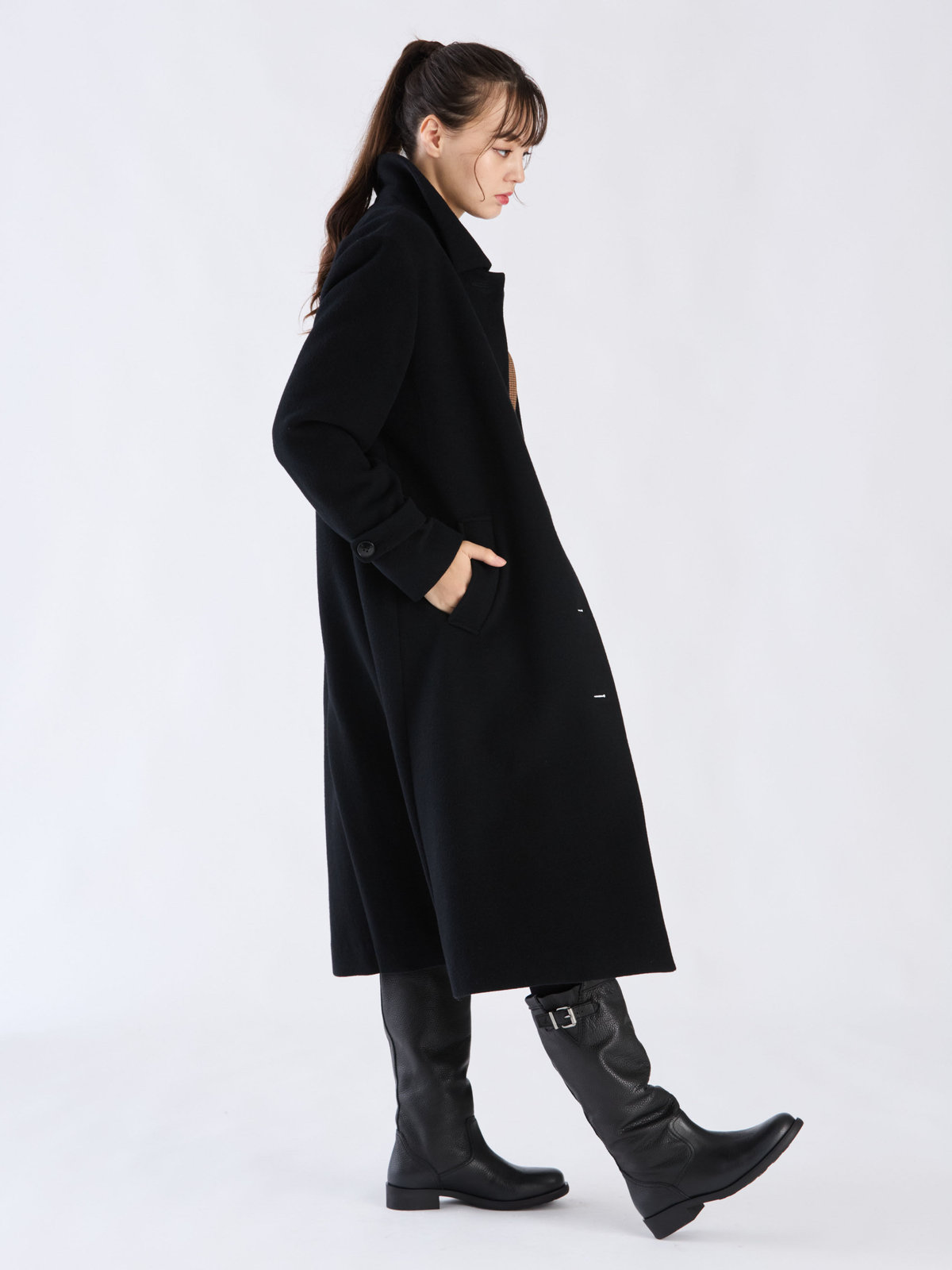 To b. by agnès b. 【Outlet】ウール ロングコート ブラック