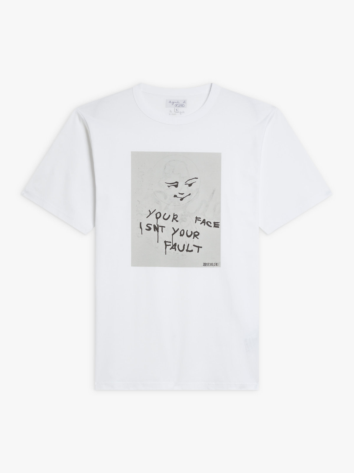 FEMME ウィメンズ オーガニックコットン プリント 半袖 アーティスト Tシャツ ”JIM JOE” ホワイト