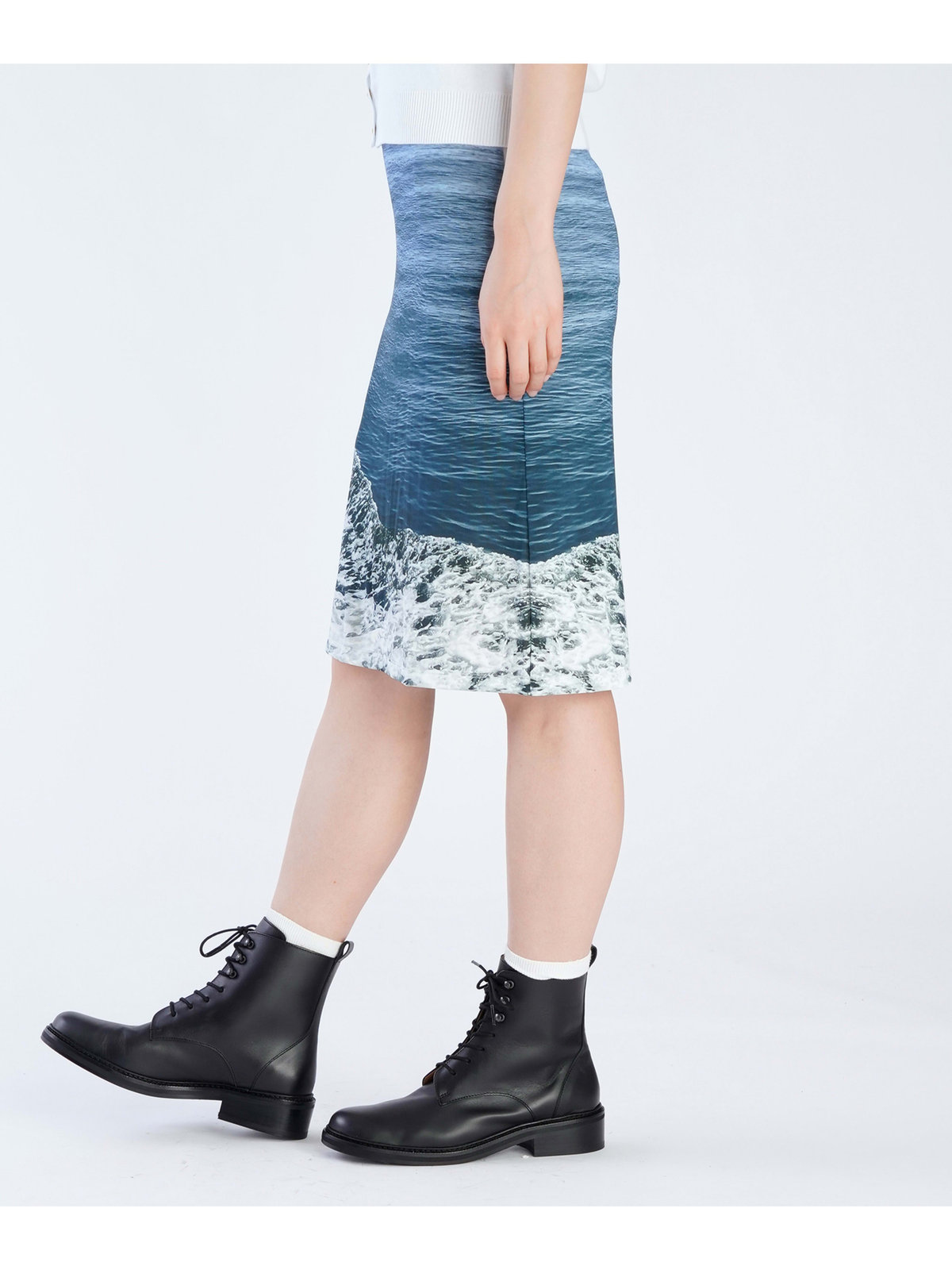 FEMME ウィメンズ フォトプリント Aラインスカート ”Vagues” マルチ