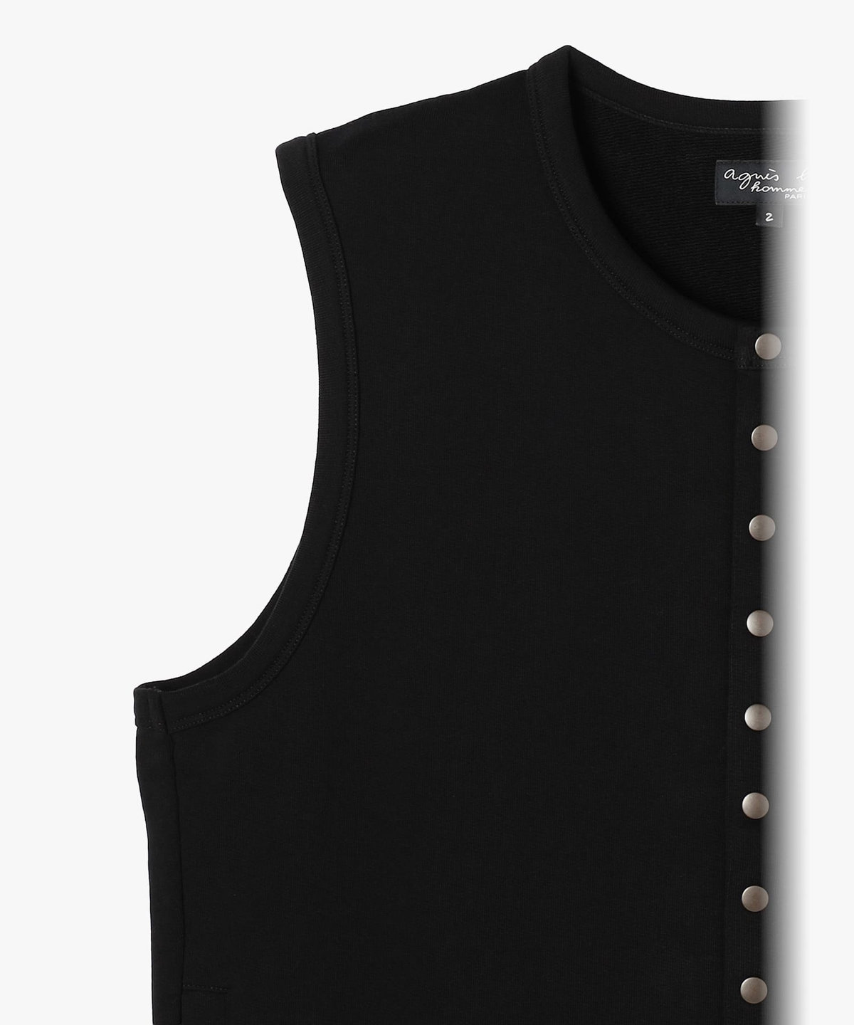 HOMME メンズ メンズ オーガニックコットン ノースリーブ カーディガンプレッション "Azur" ブラック