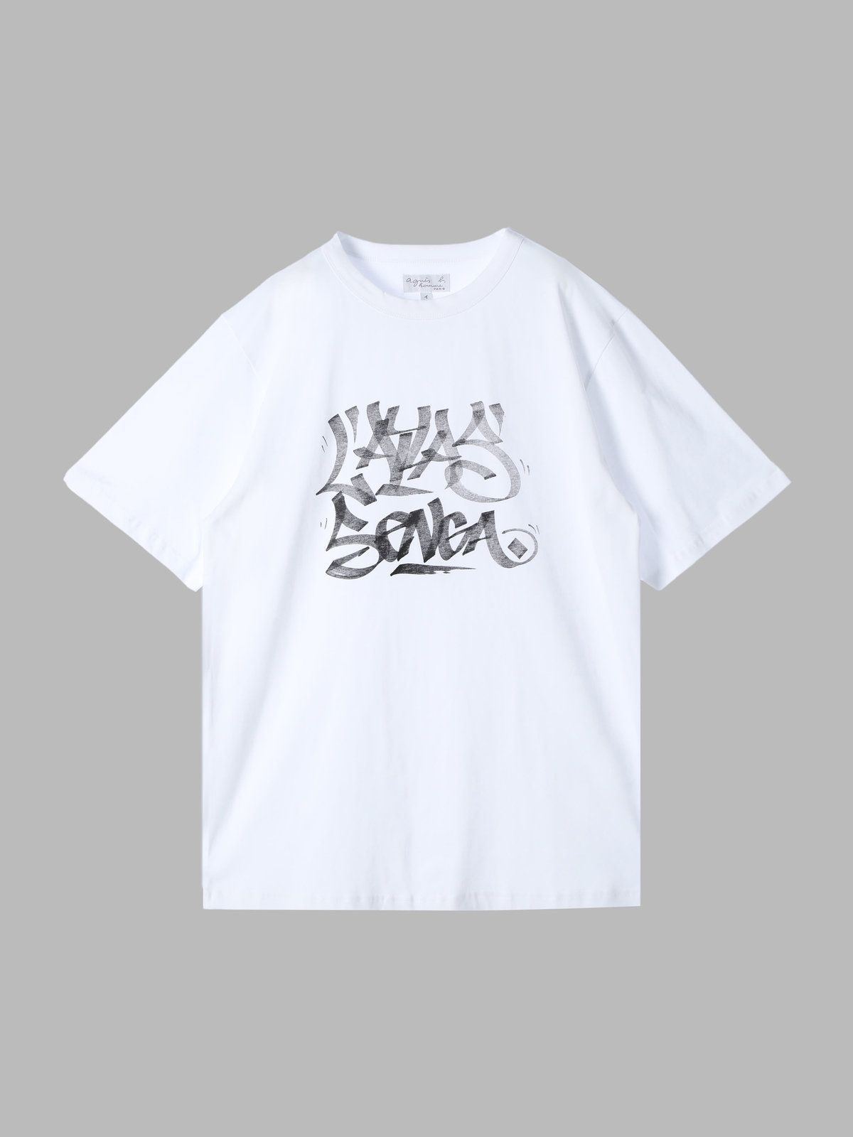 HOMME メンズ メンズ オーガニックコットン プリント 半袖 アーティスト Tシャツ ”L'Atlas” ホワイト