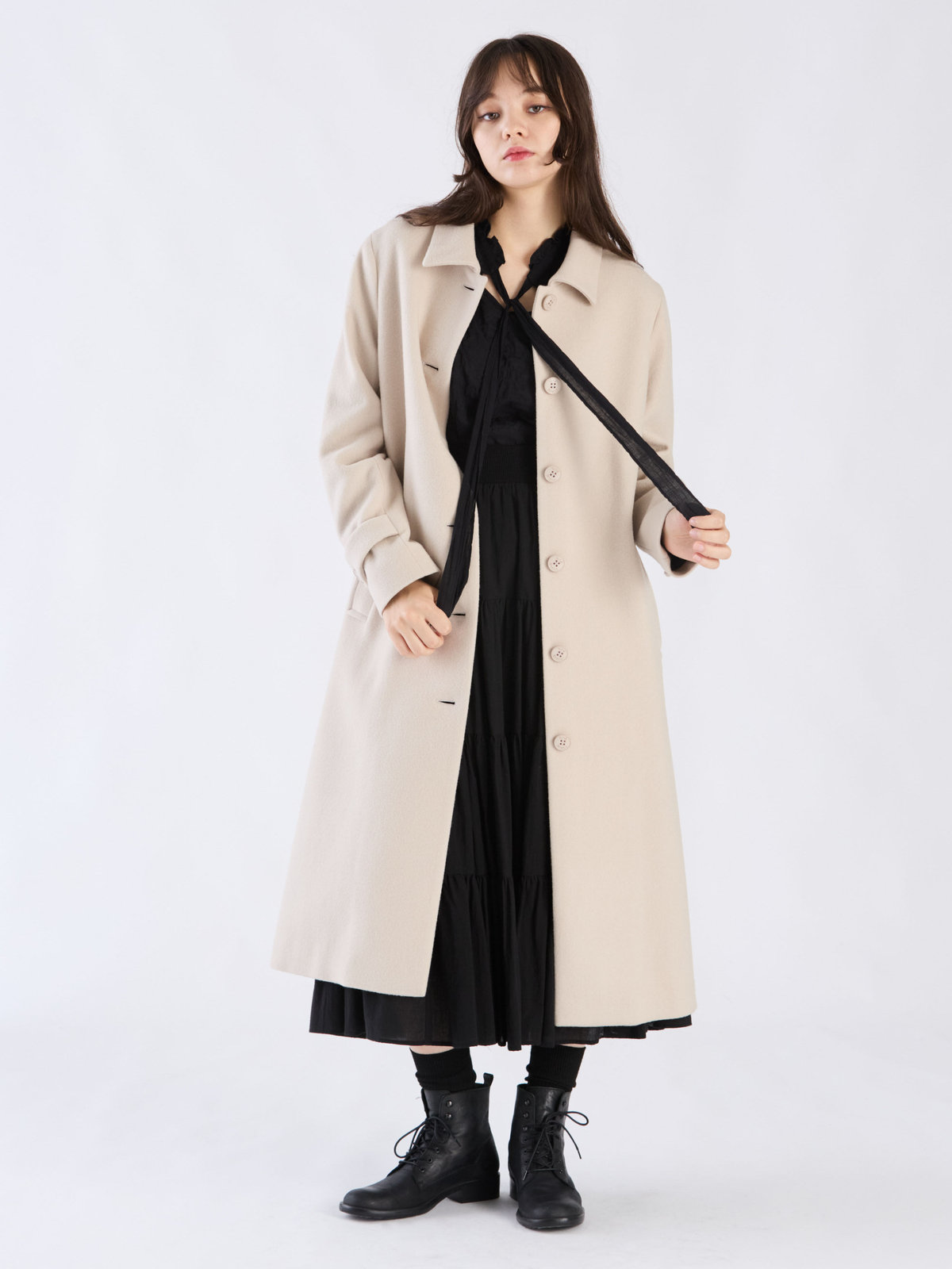 To b. by agnès b. ウール ロングコート ホワイト