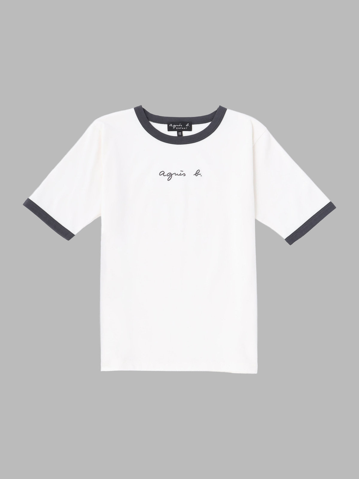 ENFANT ユニセックス キッズ ロゴ 刺繍 コットン 5分袖 Tシャツ ホワイト