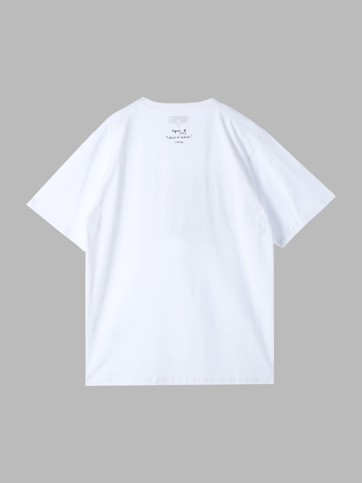 HOMME メンズ メンズ オーガニックコットン プリント 半袖 アーティスト Tシャツ ”L'Atlas” ホワイト