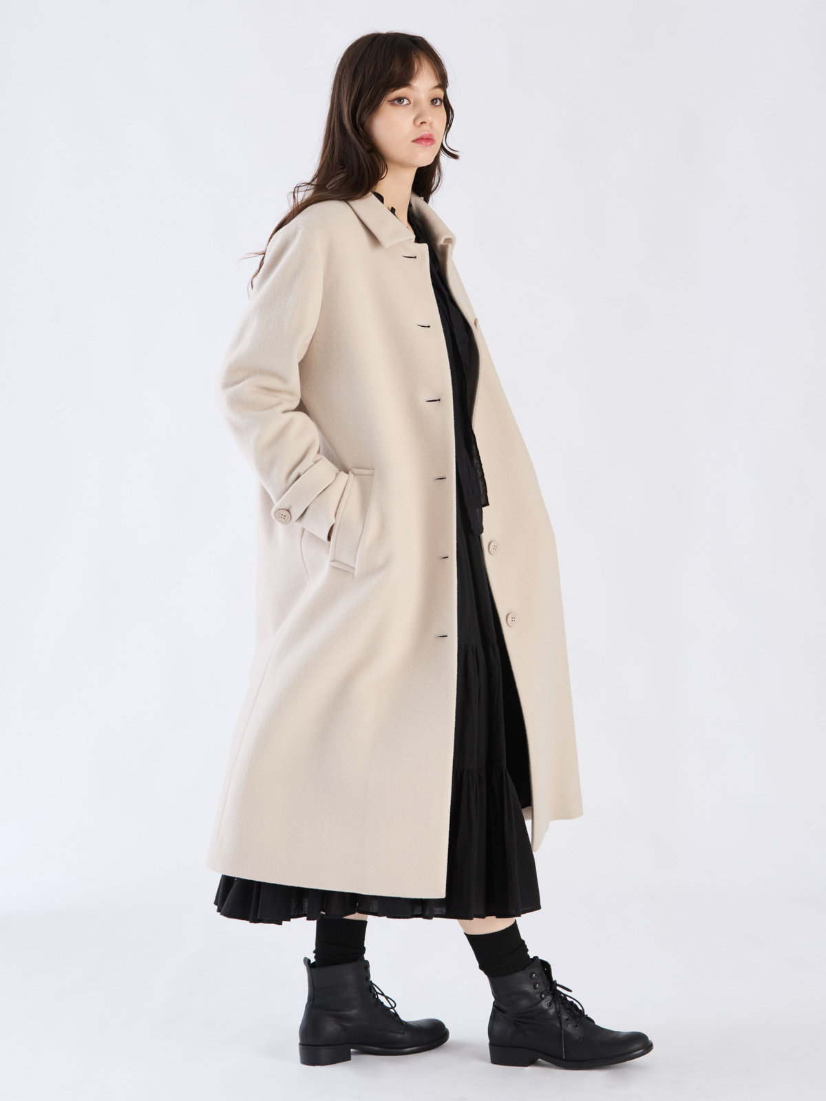 To b. by agnès b. ウール ロングコート ホワイト