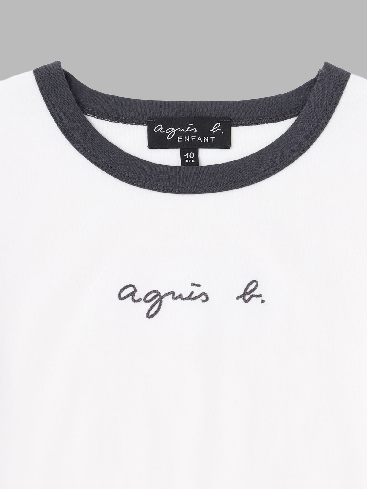 ENFANT ユニセックス キッズ ロゴ 刺繍 コットン 5分袖 Tシャツ ホワイト