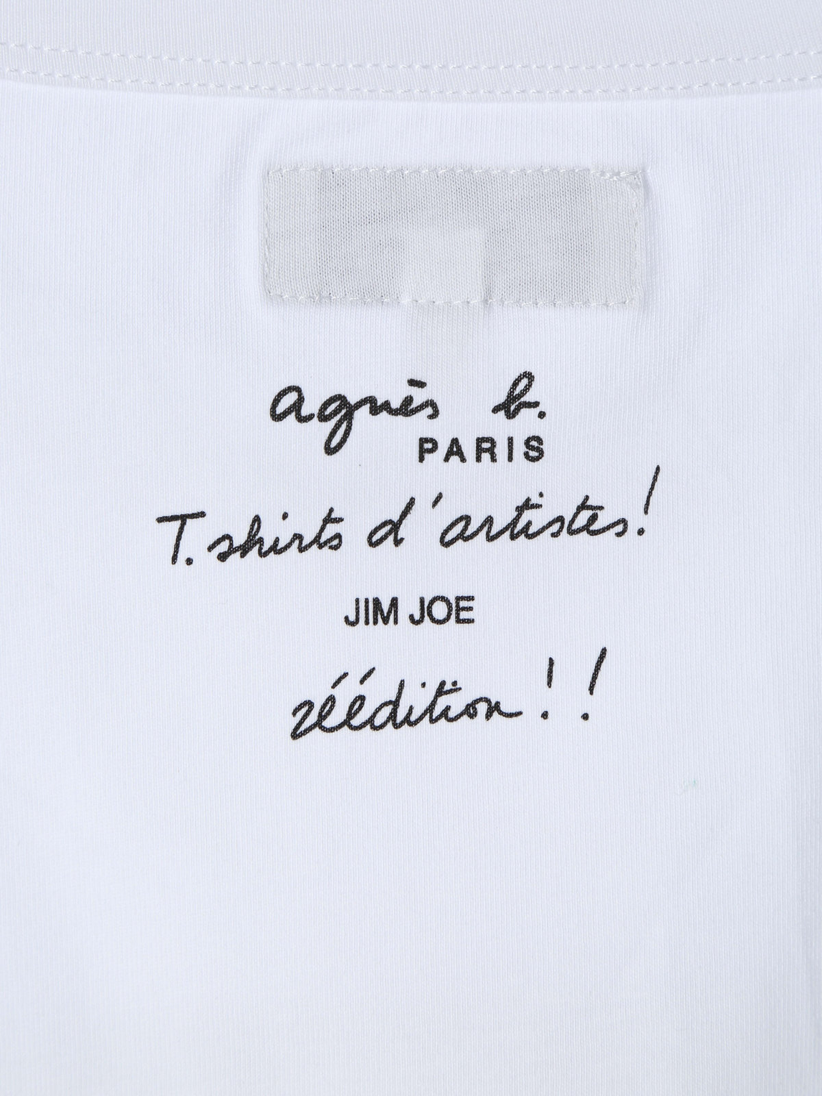 FEMME ウィメンズ オーガニックコットン プリント 半袖 アーティスト Tシャツ ”JIM JOE” ホワイト