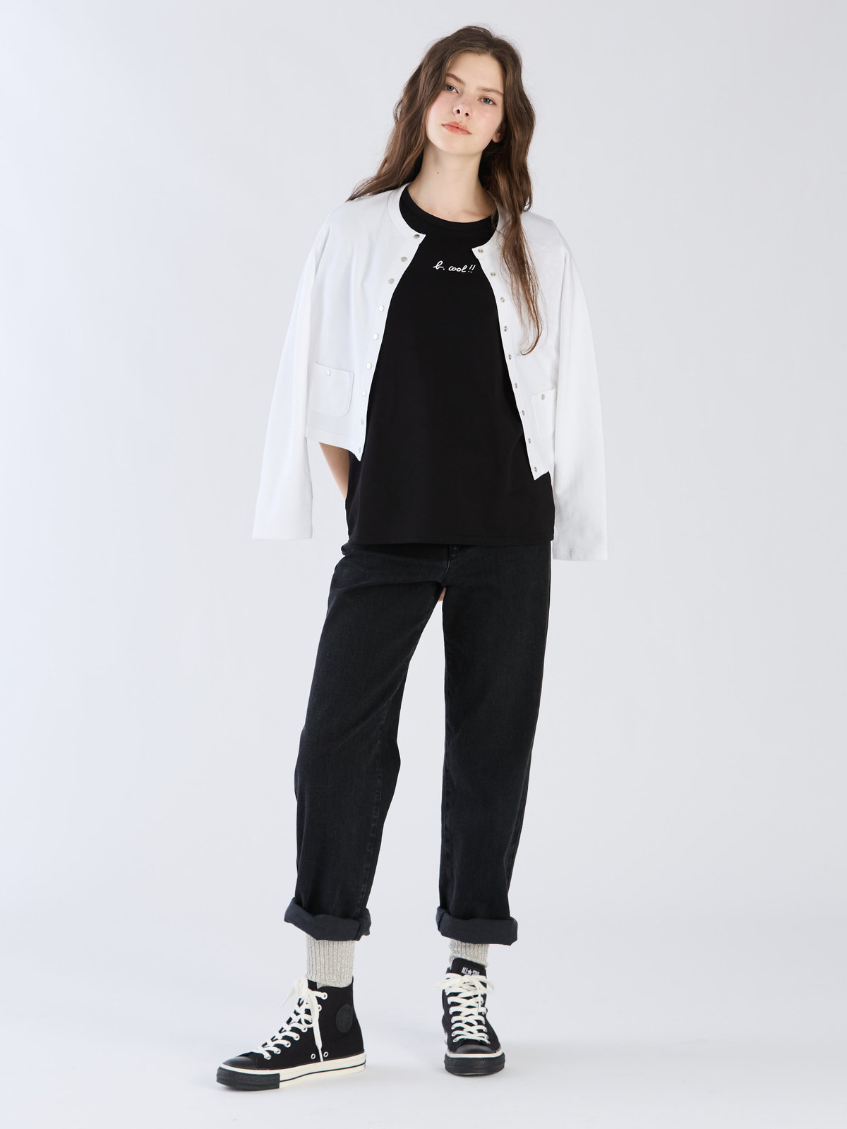 To b. by agnès b. 【Outlet】To b. by agnes b.× green label relaxing オーガニックコットン 刺繍 Tシャツ "b. cool!!" ブラック