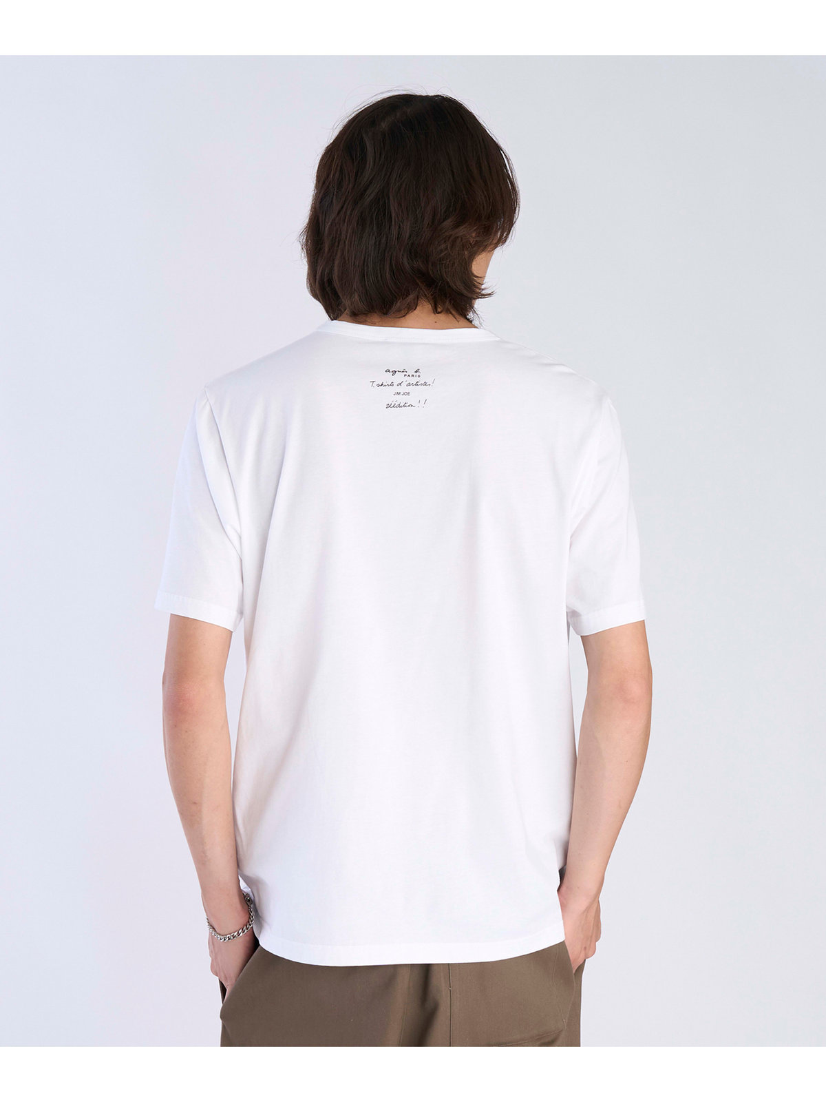 FEMME ウィメンズ オーガニックコットン プリント 半袖 アーティスト Tシャツ ”JIM JOE” ホワイト