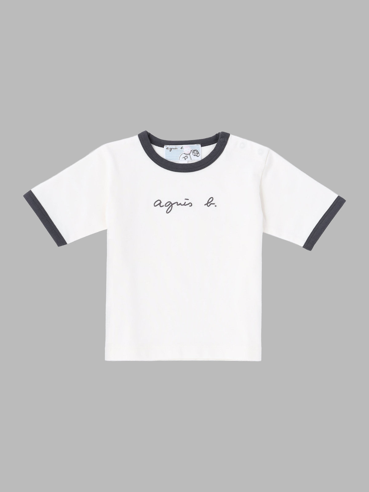 ENFANT ベビー ベビー ロゴ 刺繍 コットン 5分袖 Tシャツ ホワイト