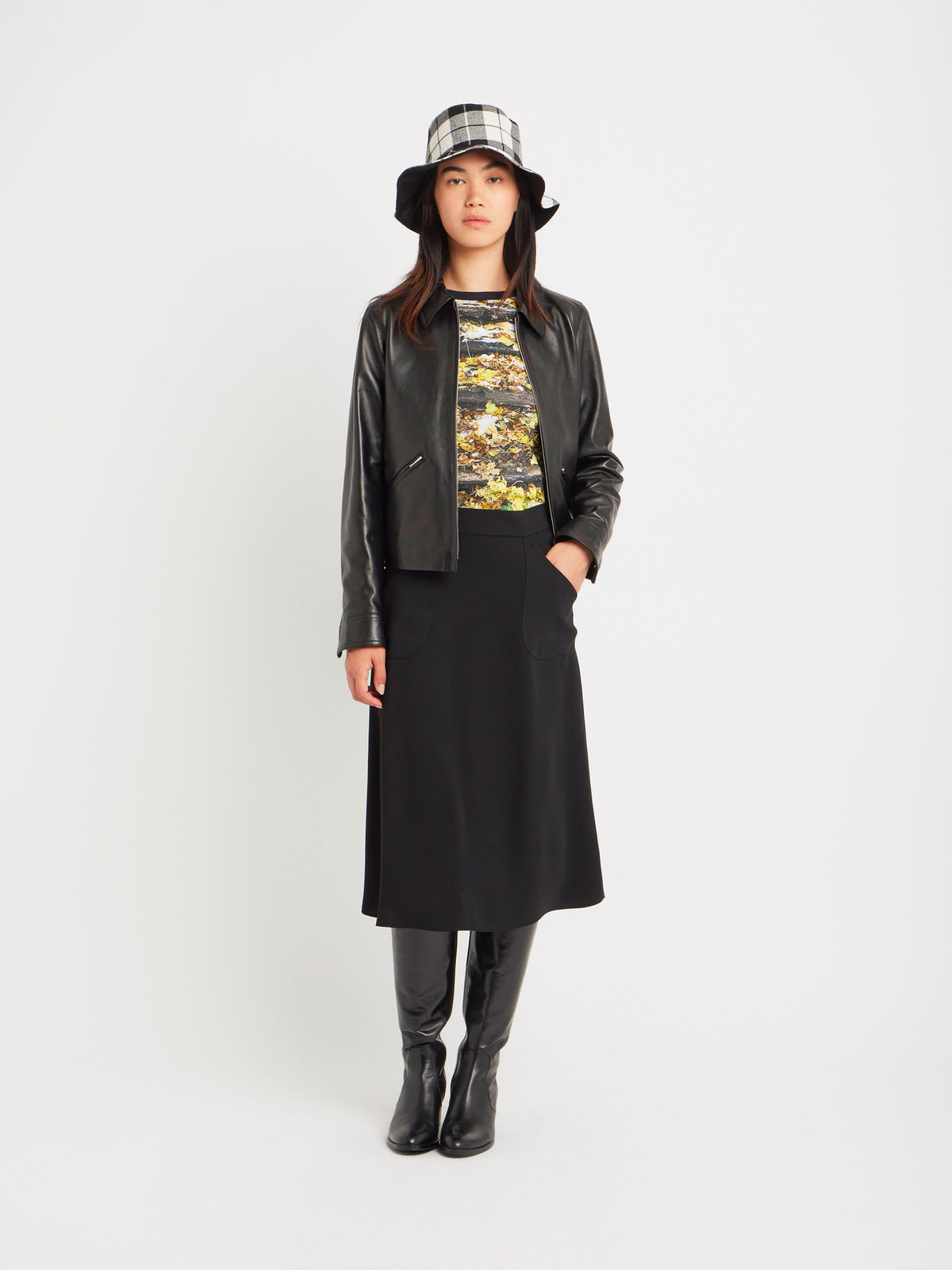 FEMME ウィメンズ フォトプリント コットン 長袖 Tシャツ ”Feuilles enneigees” マルチ
