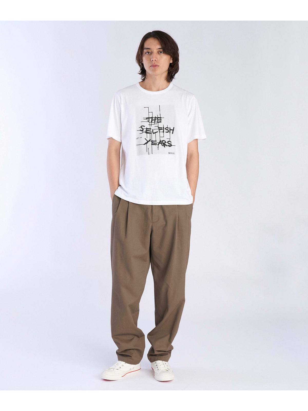 FEMME ウィメンズ オーガニックコットン プリント 半袖 アーティスト Tシャツ ”JIM JOE” ホワイト