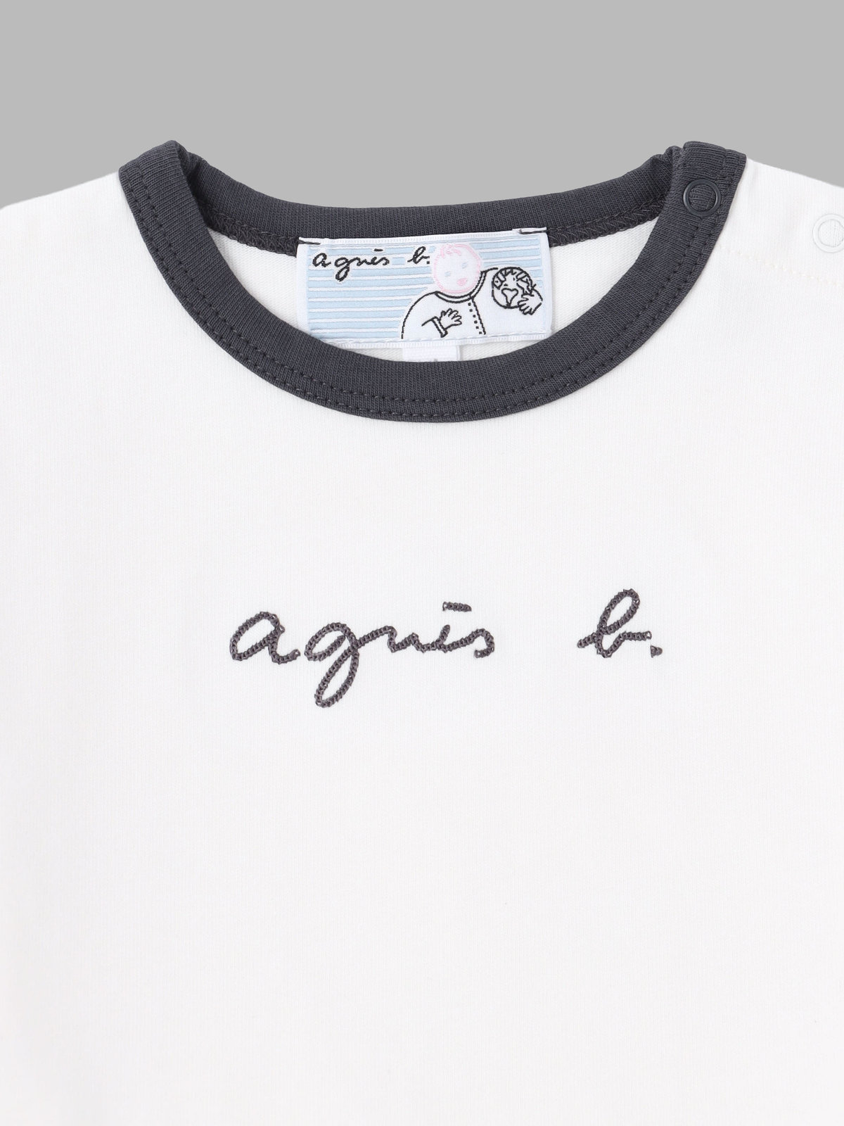 ENFANT ベビー ベビー ロゴ 刺繍 コットン 5分袖 Tシャツ ホワイト