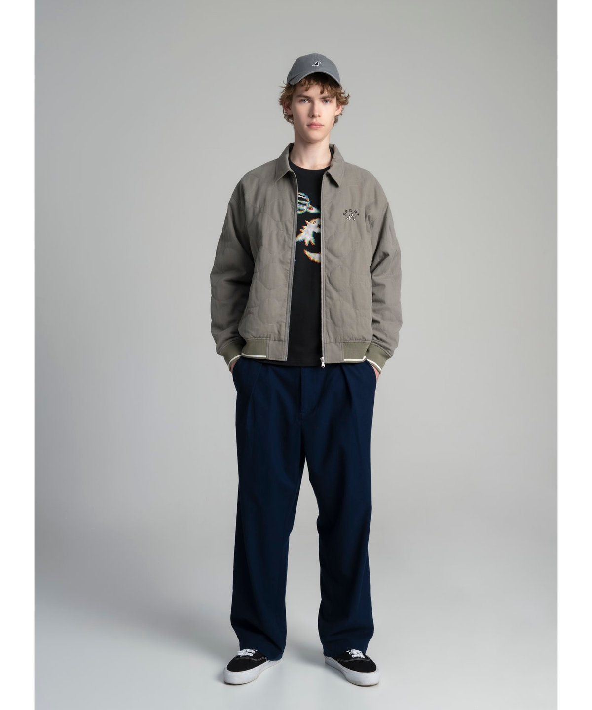 HOMME メンズ SPORT b. メンズ 長袖 キルティングジャケット グリーン系その他