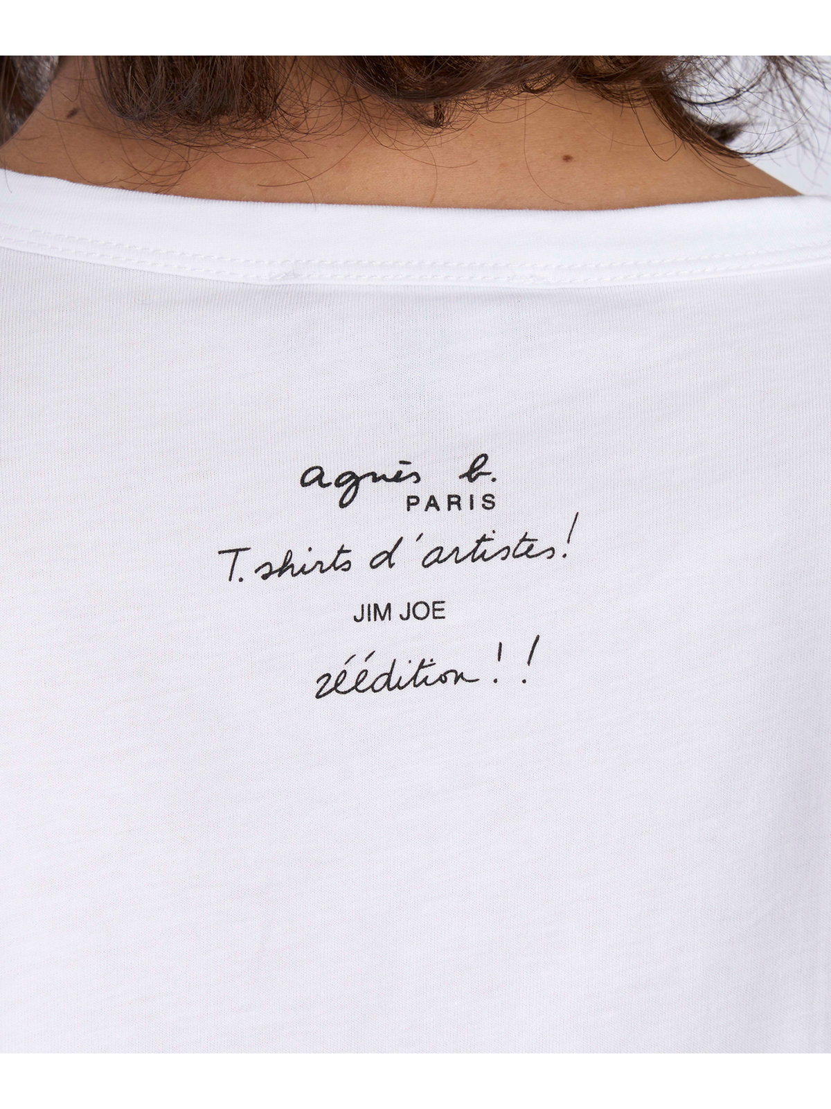 FEMME ウィメンズ オーガニックコットン プリント 半袖 アーティスト Tシャツ ”JIM JOE” ホワイト