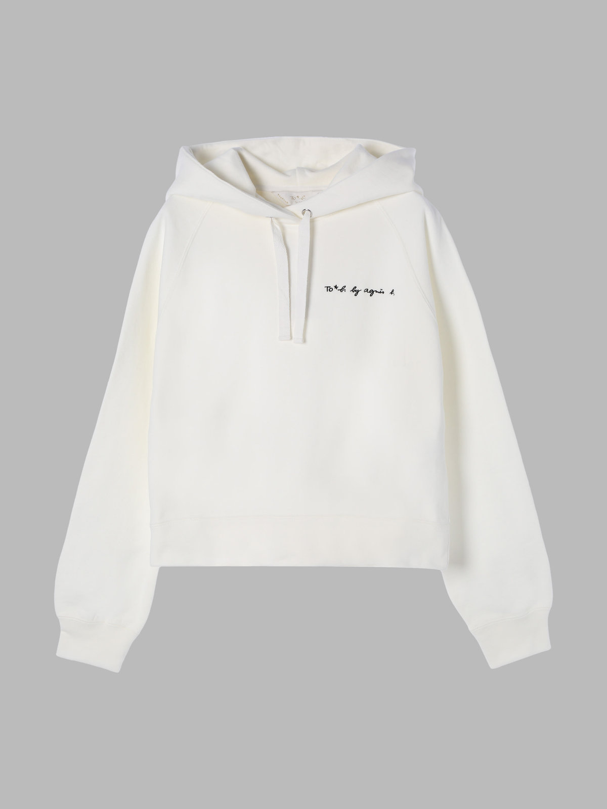 To b. by agnès b. ロゴ刺繍 コットン ニューマカロンカラー スウェットフーディー ホワイト