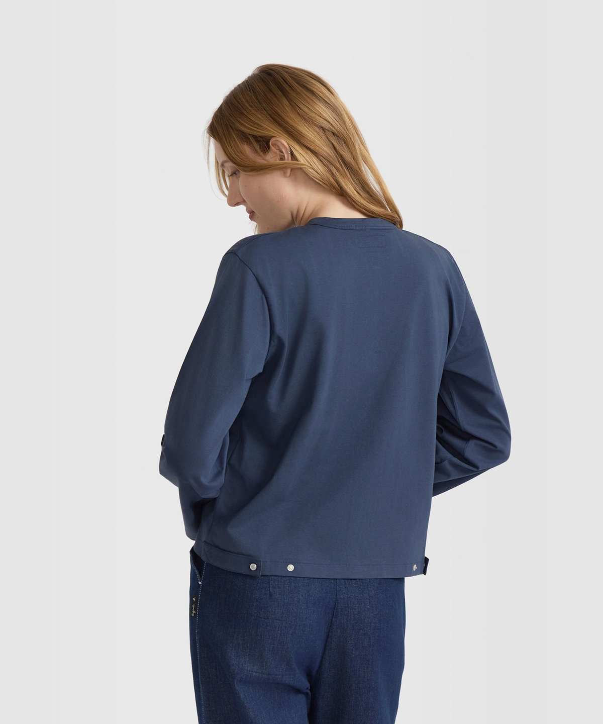 FEMME ウィメンズ オーガニックコットン 長袖 カーディガンプレッション "Le Classique" ブルー系その他