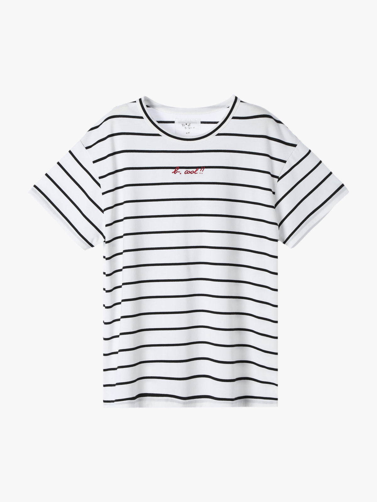 To b. by agnès b. 【Outlet】To b. by agnes b.× green label relaxing 刺繍 ボーダー Tシャツ "b. cool!!" ホワイト