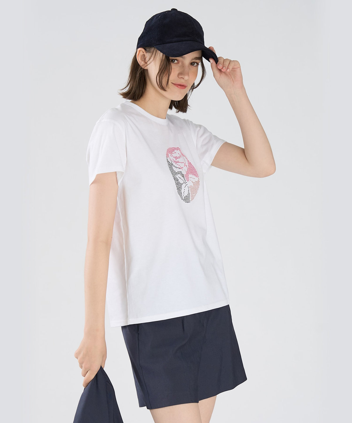 To b. by agnès b. Blooms in Dots(Rose)  オーガニックコットン 半袖 アーティスト Tシャツ ホワイト