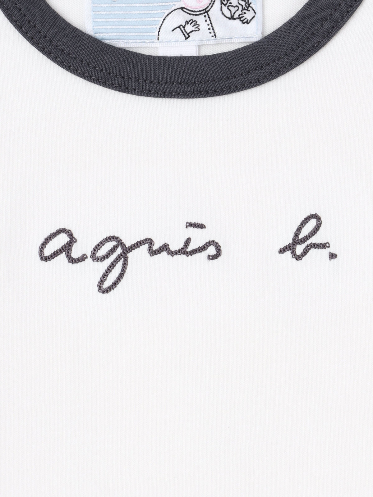 ENFANT ベビー ベビー ロゴ 刺繍 コットン 5分袖 Tシャツ ホワイト