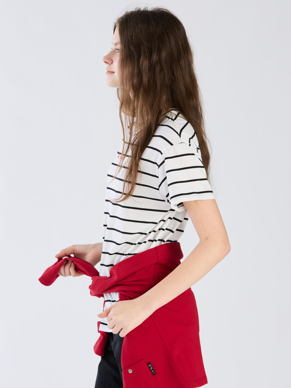 To b. by agnès b. 【Outlet】To b. by agnes b.× green label relaxing 刺繍 ボーダー Tシャツ "b. cool!!" ホワイト