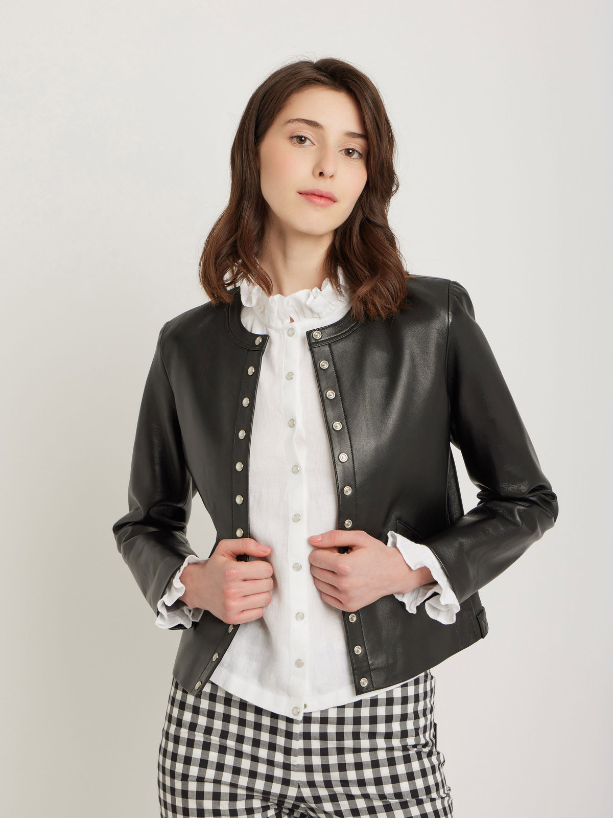 FEMME ウィメンズ フリル リネン 長袖 カーディガンブラウス ホワイト